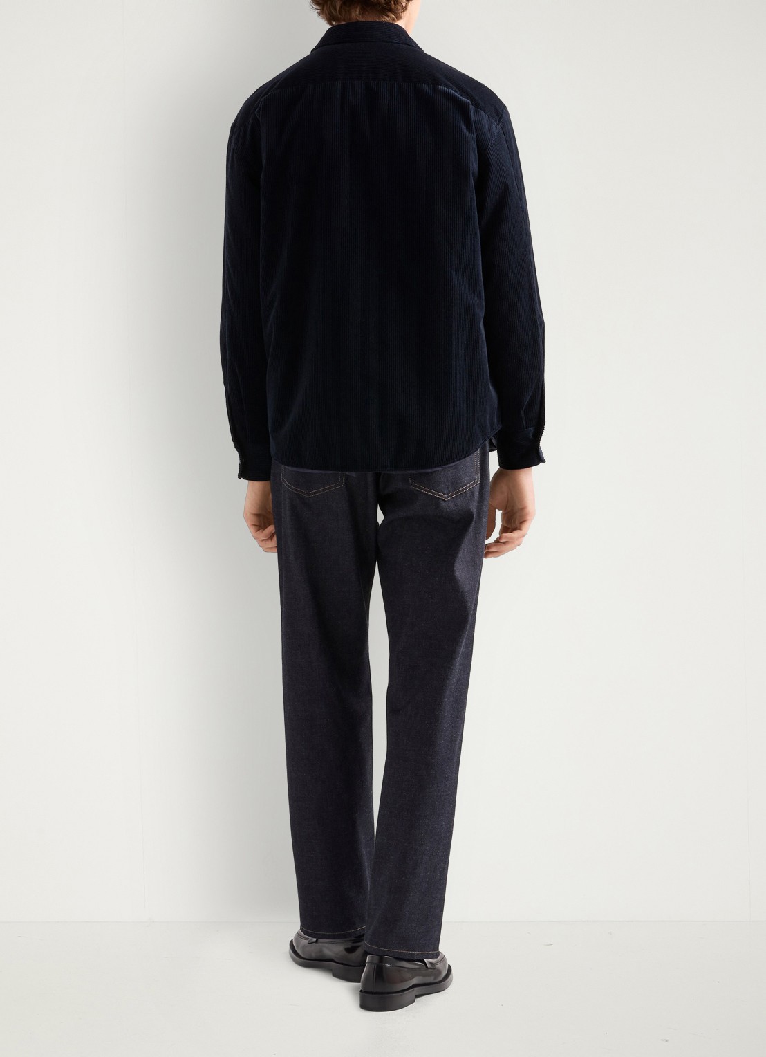 Prada Oversized fit overshirt van corduroy met borstzak - achterkant 6 donkerblauw