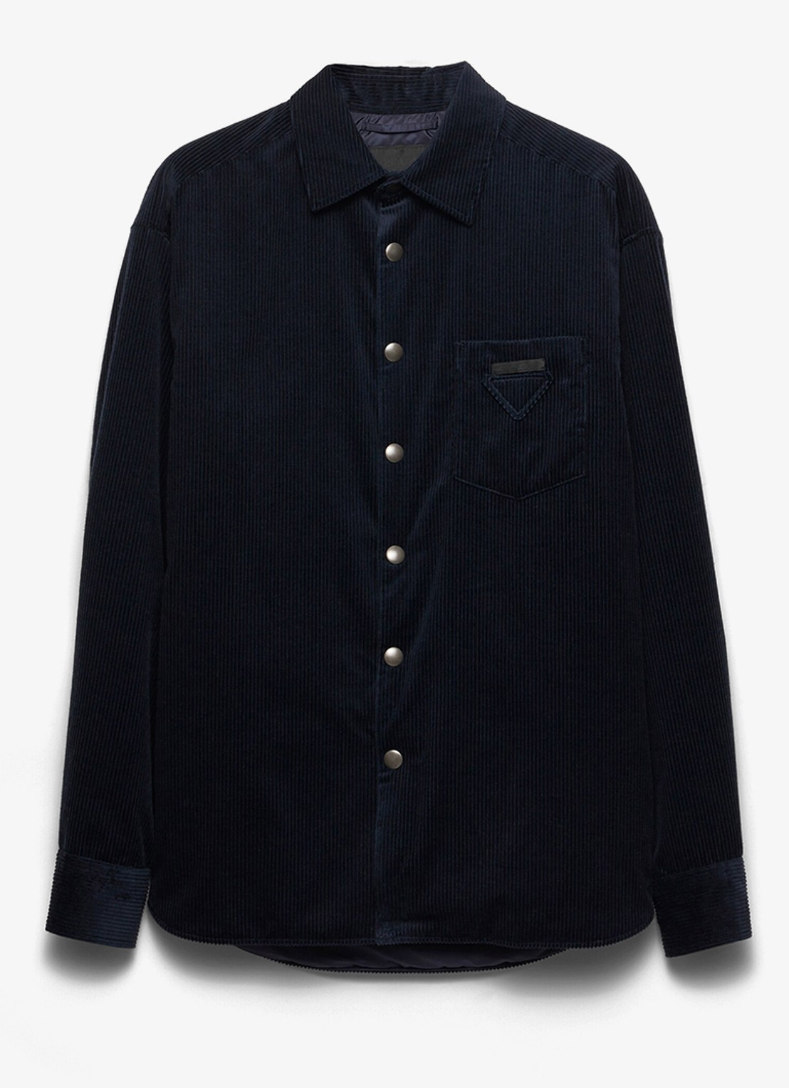 Prada Oversized fit overshirt van corduroy met borstzak - voorkant donkerblauw