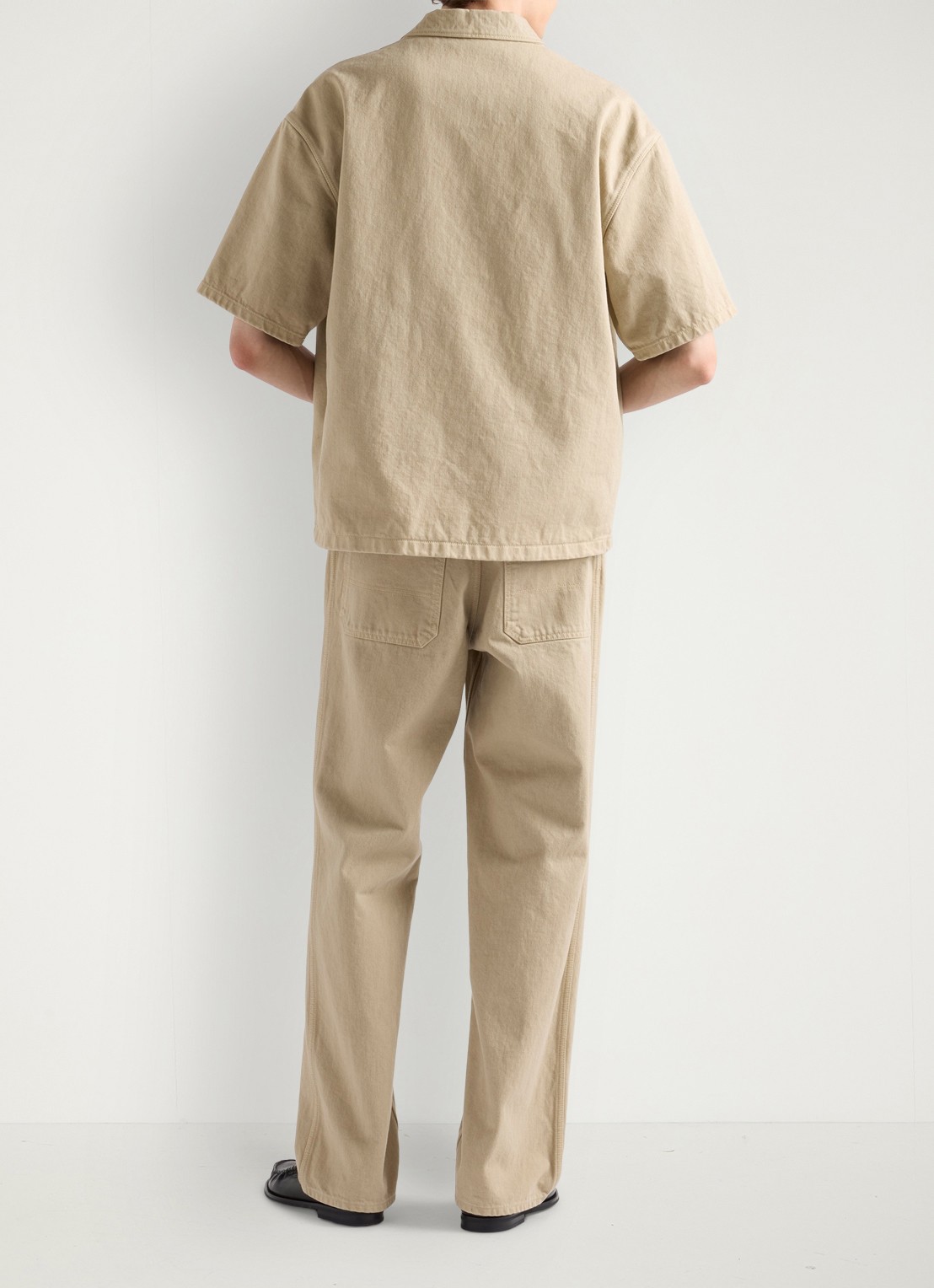 Prada Oversized fit overshirt van denim met borstzak - achterkant 3 beige