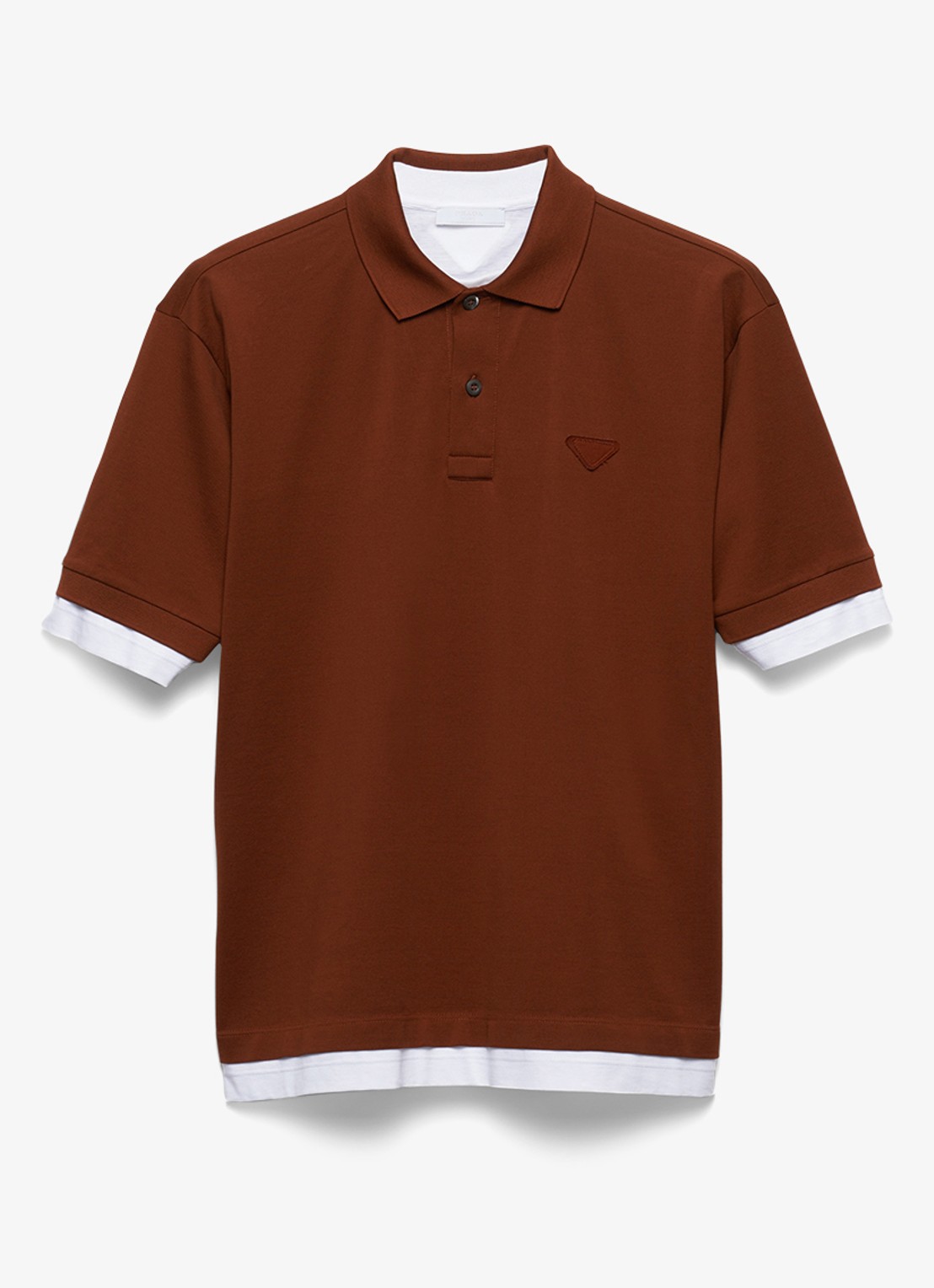 Prada Oversized fit polo met contrast - voorkant 2 roodbruin