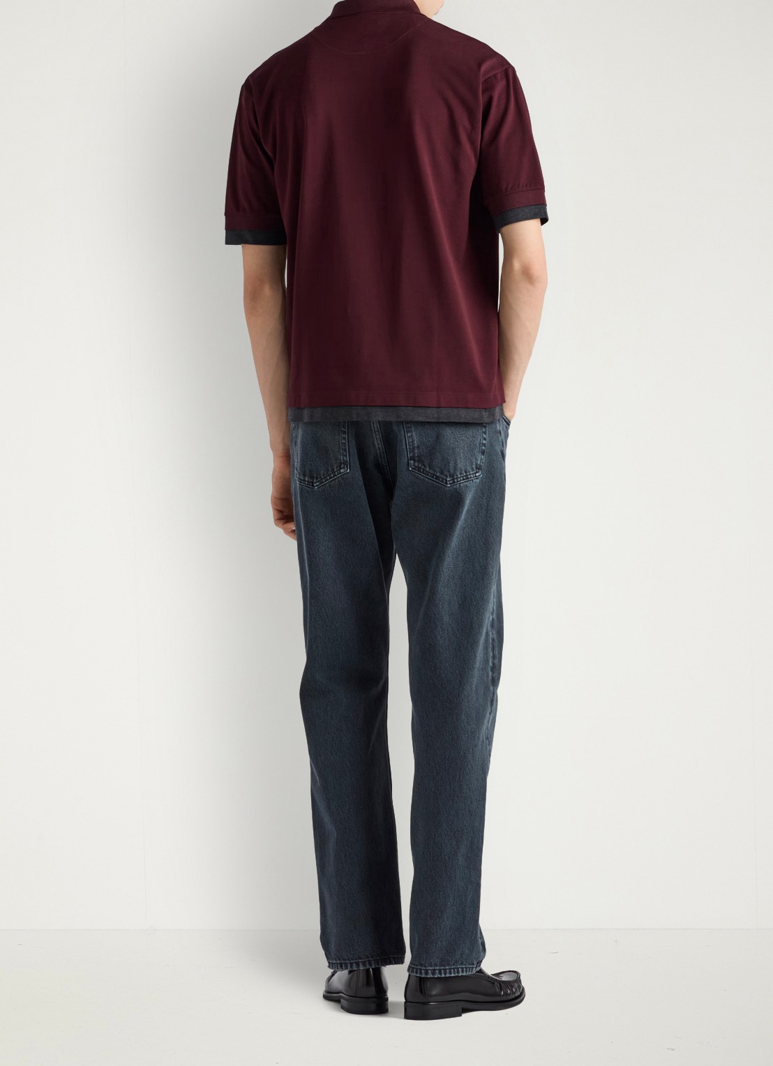 Prada Oversized fit polo met contrast - achterkant bordeauxrood