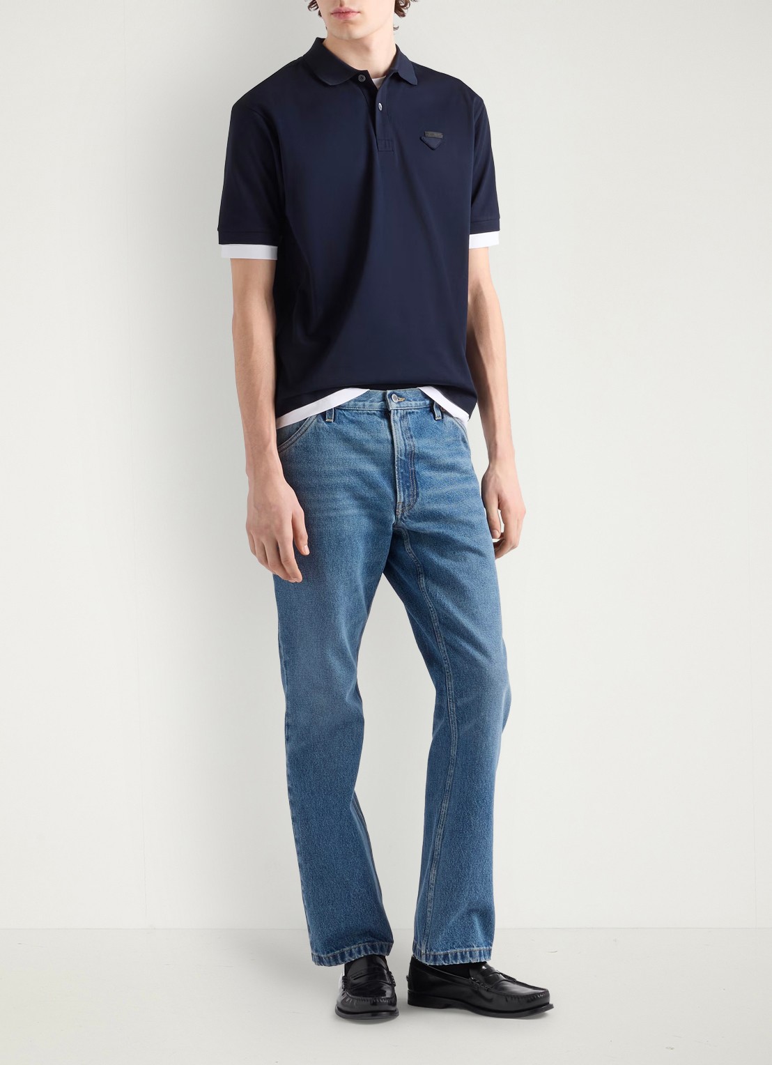 Prada Oversized fit polo met contrast - voorkant 2 blauw