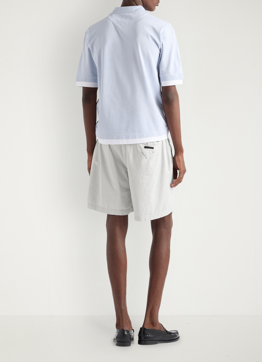 Prada Oversized fit polo met contrast - achterkant 5 lichtblauw