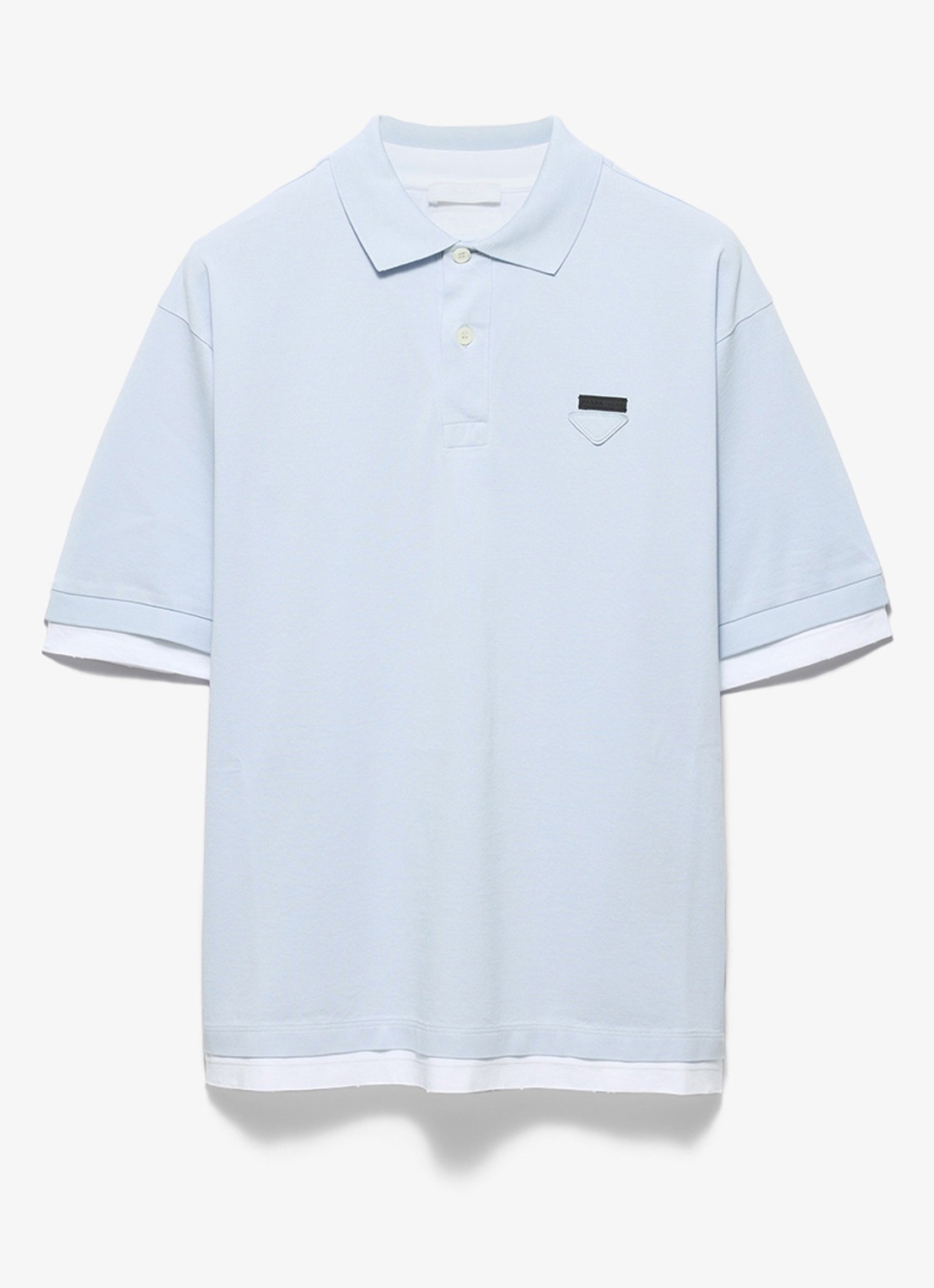 Prada Oversized fit polo met contrast - voorkant 3 lichtblauw