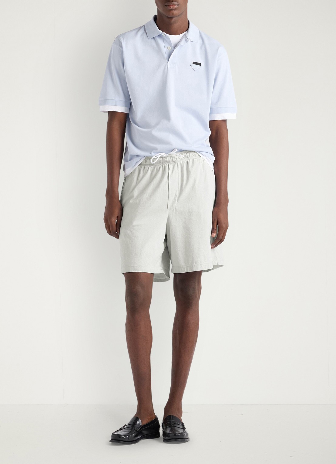 Prada Oversized fit polo met contrast - voorkant 4 lichtblauw