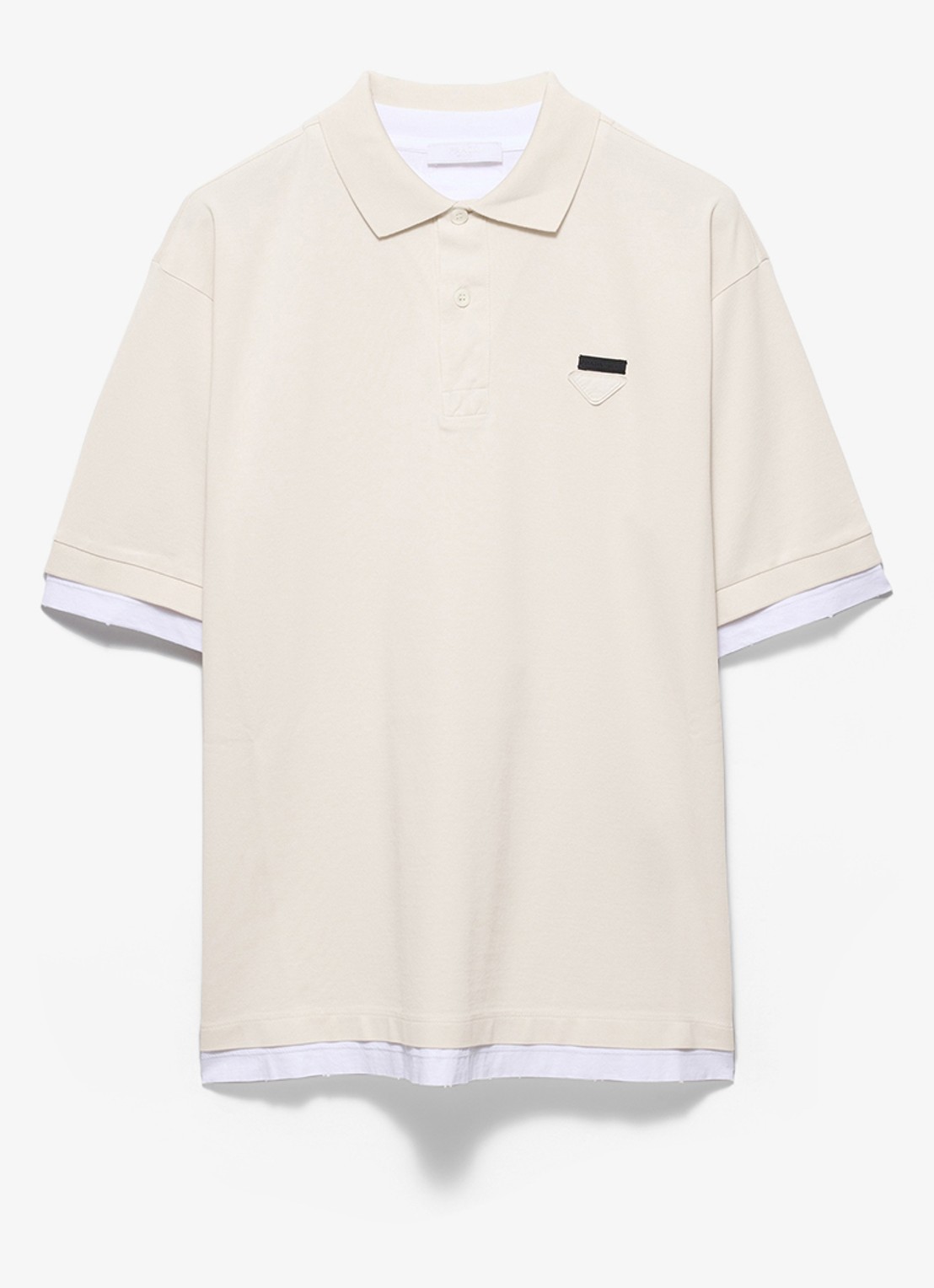 Prada Oversized fit polo met contrast - voorkant beige