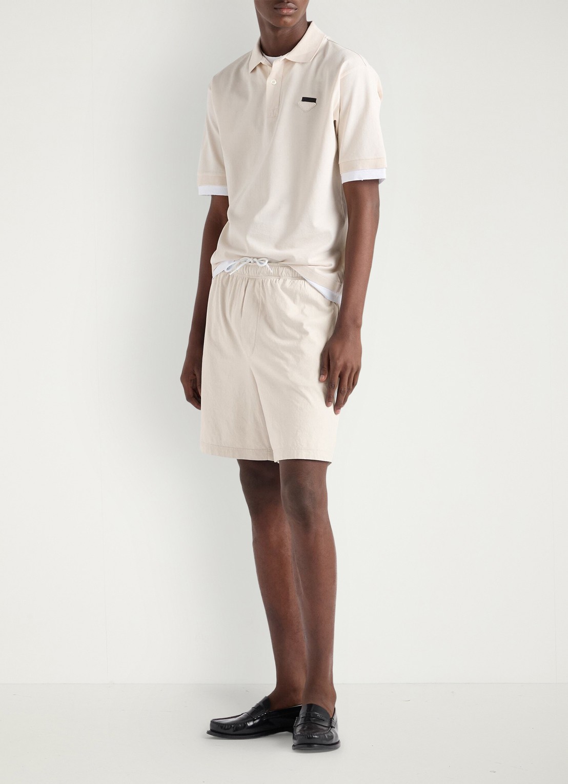 Prada Oversized fit polo met contrast - voorkant 2 beige