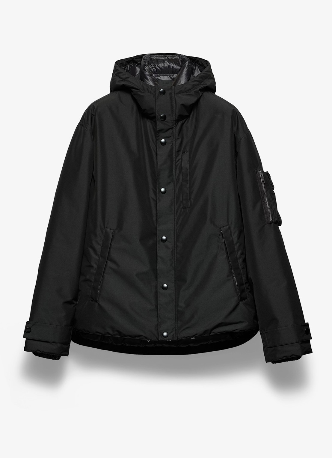 Prada Oversized gewatteerde jas met donsvulling en ritszakken - voorkant 6 zwart