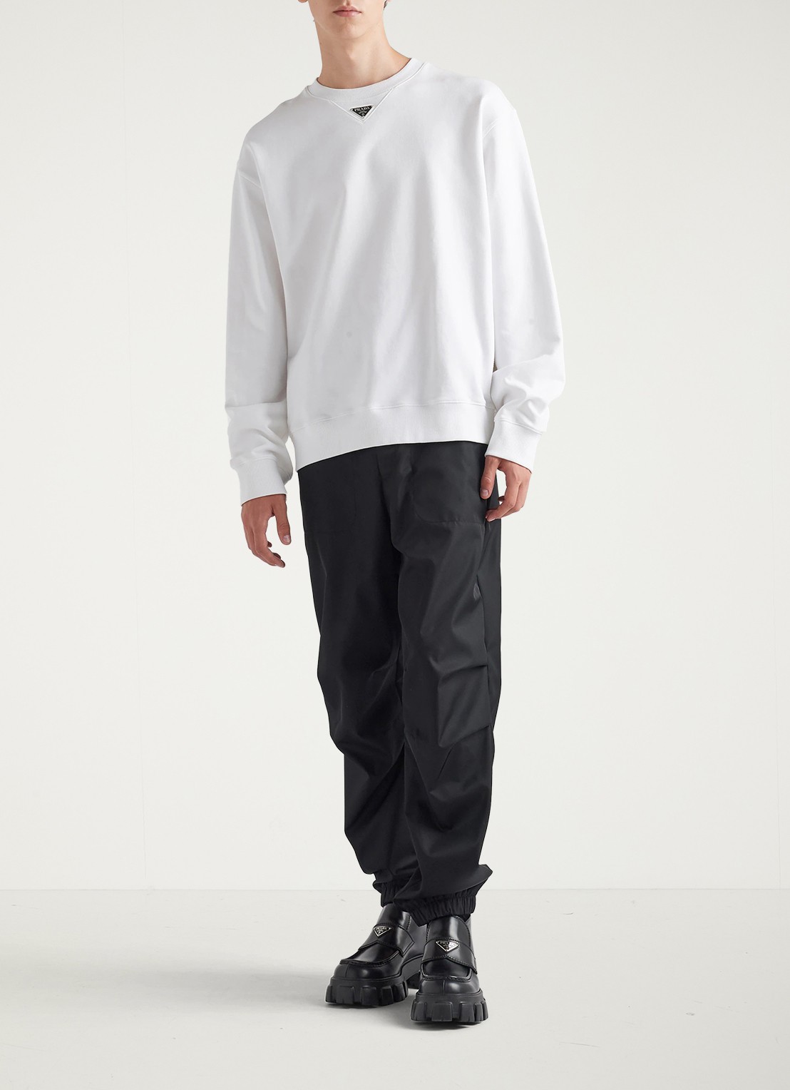 Prada Oversized sweater met logo - voorkant 3 wit
