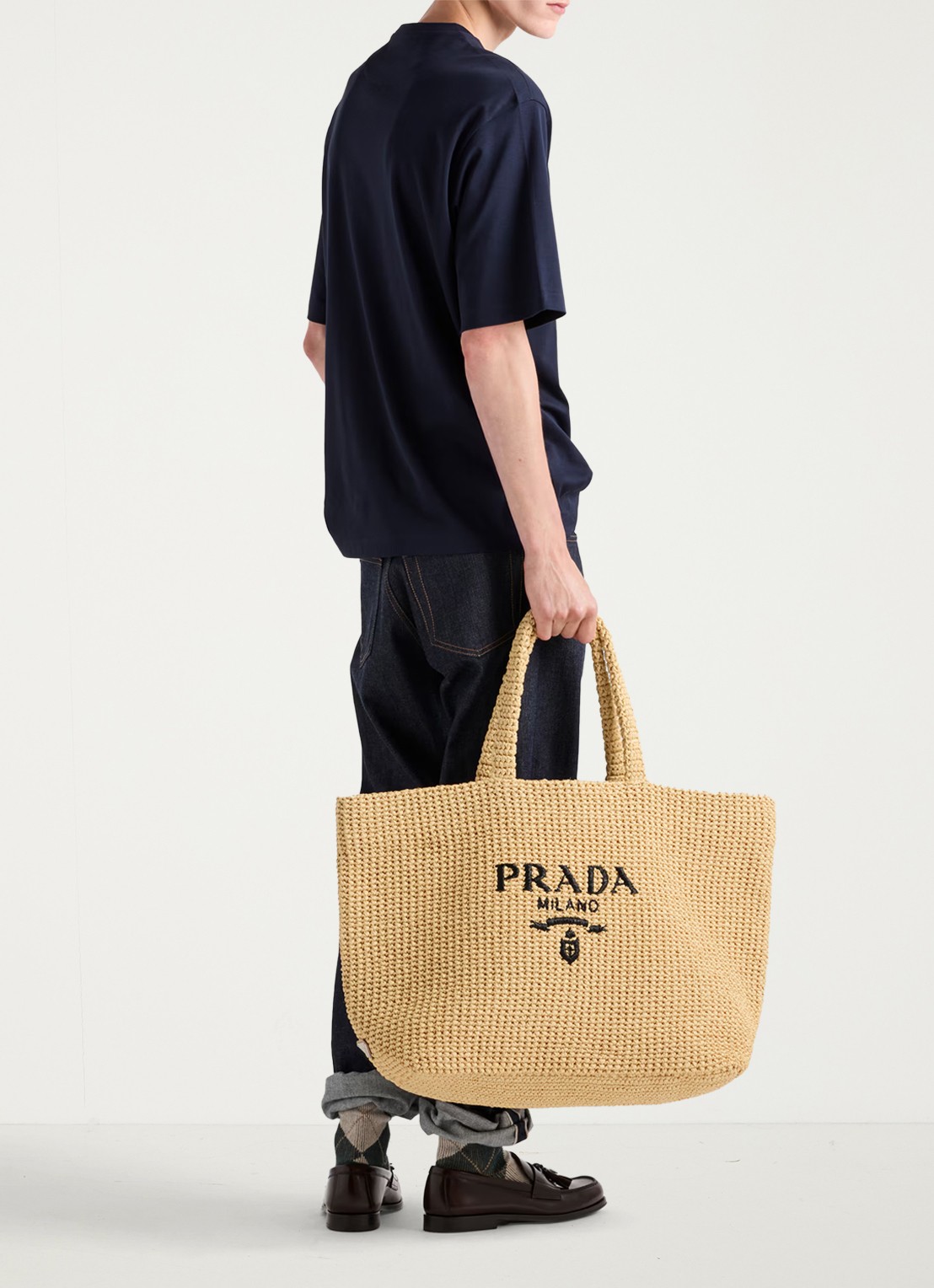 Prada Oversized T-shirt met logo - achterkant 5 donkerblauw