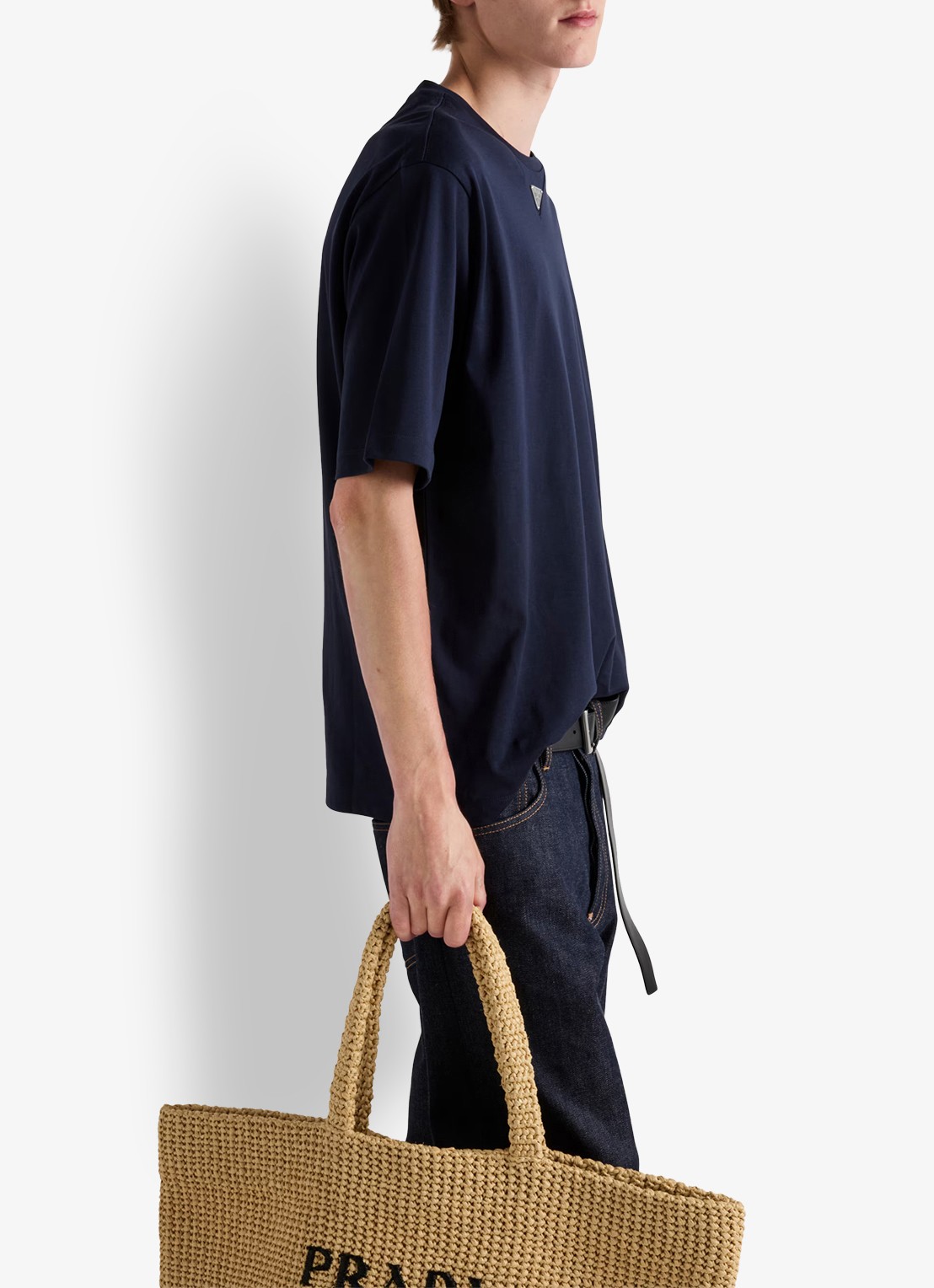 Prada Oversized T-shirt met logo - detail 2 donkerblauw