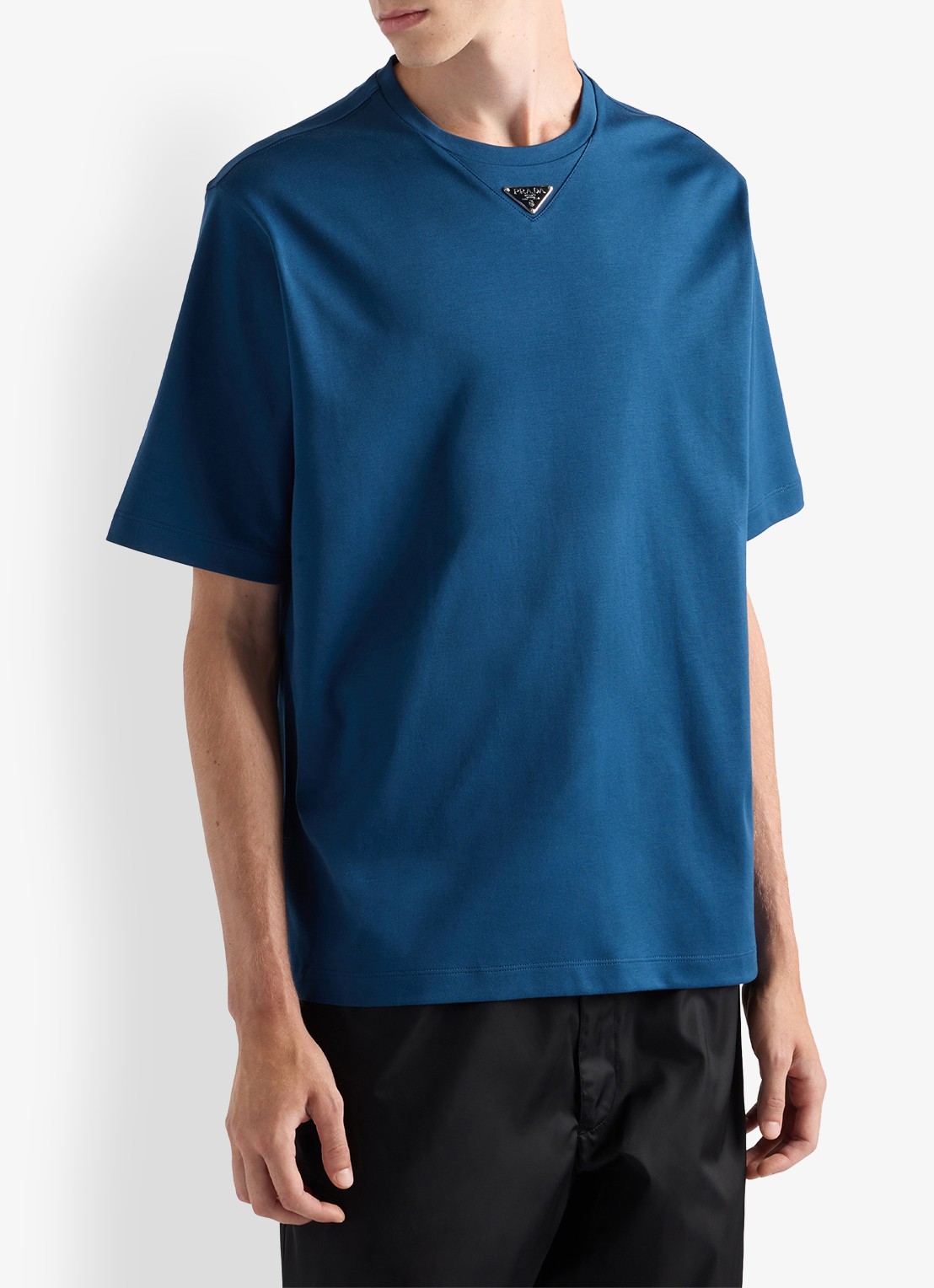 Prada Oversized T-shirt met logo - detail 2 blauw