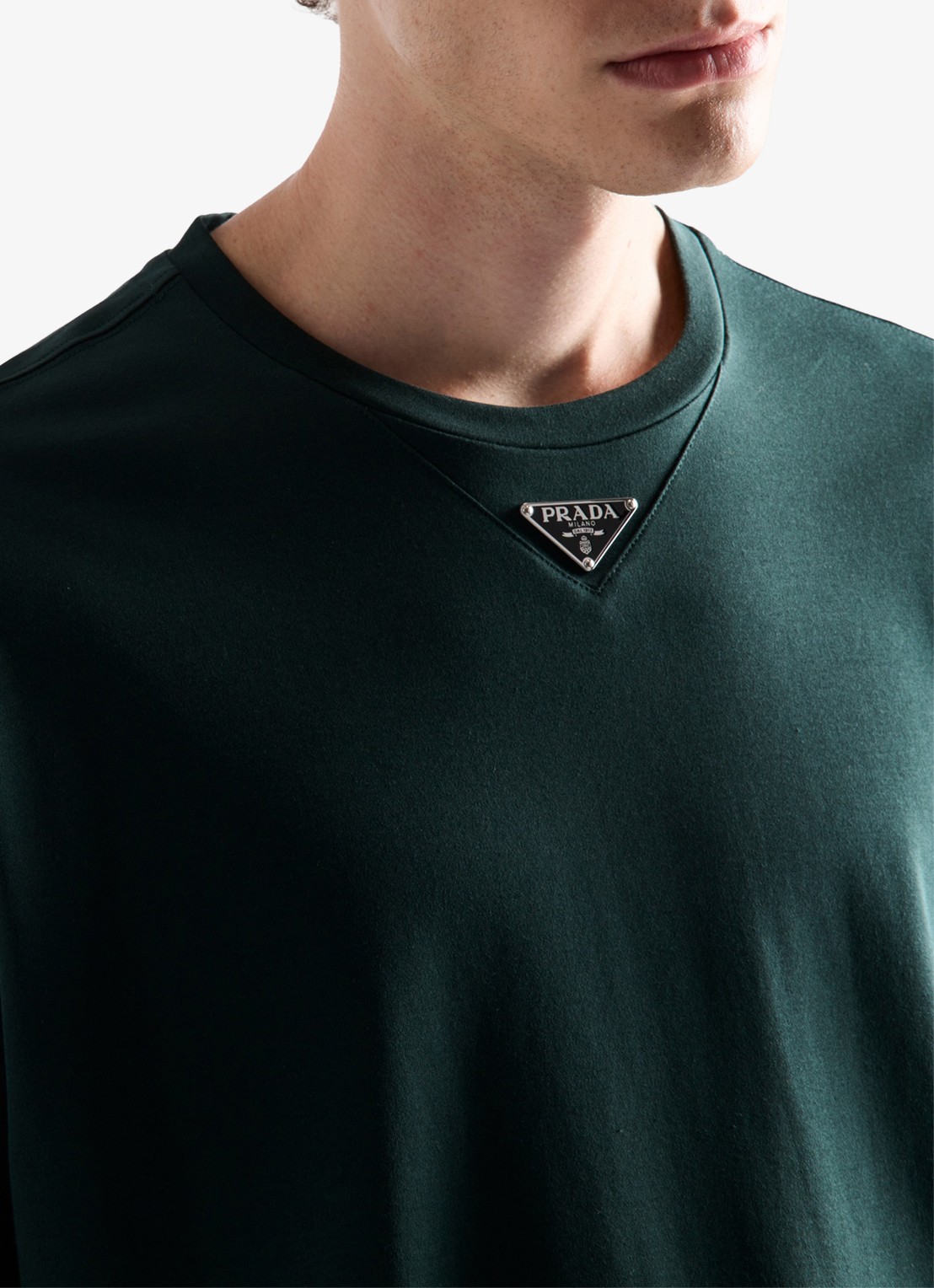 Prada Oversized T-shirt met logo - voorkant 3 donkergroen