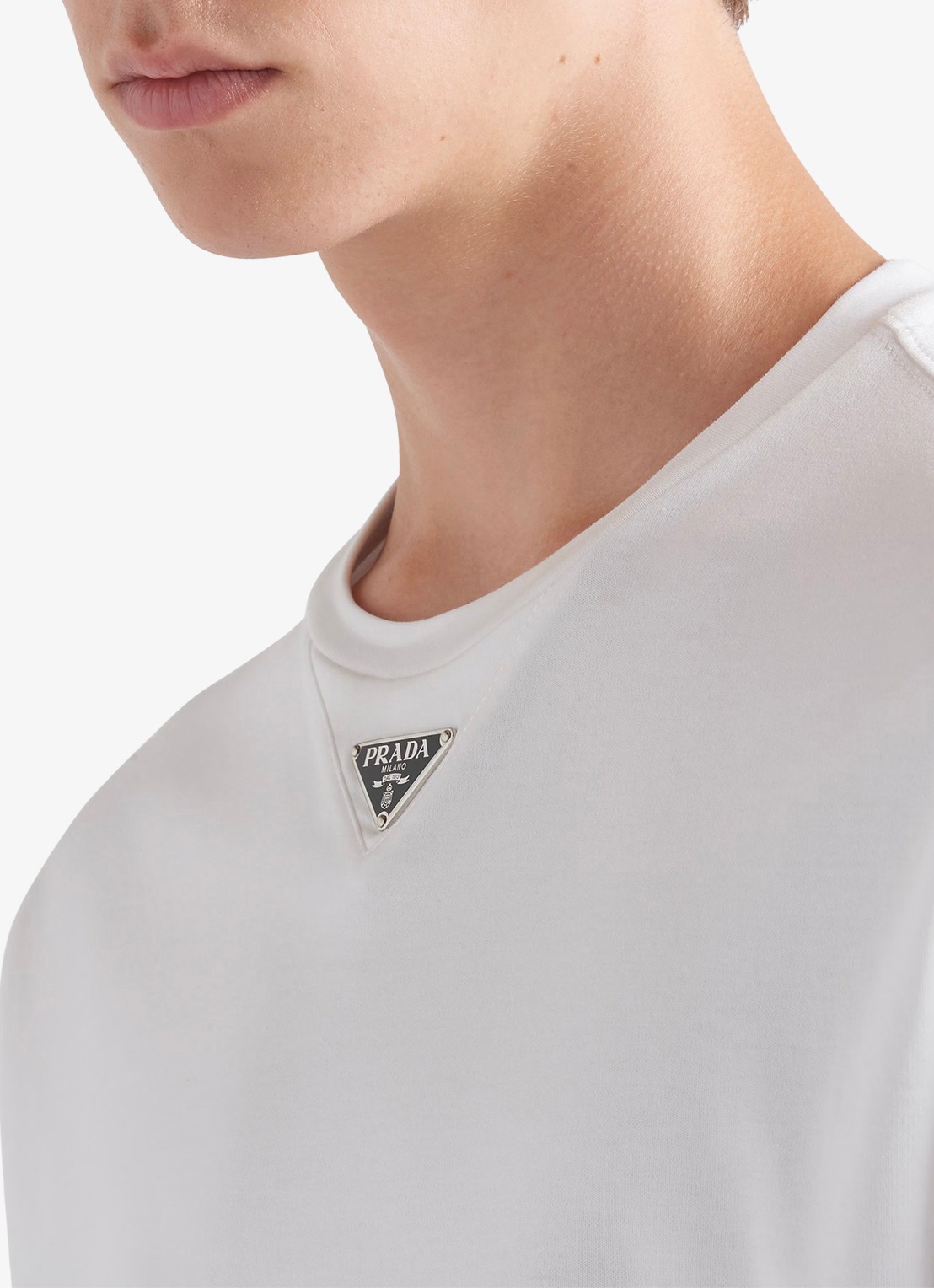 Prada Oversized T-shirt met logo - detail 5 wit