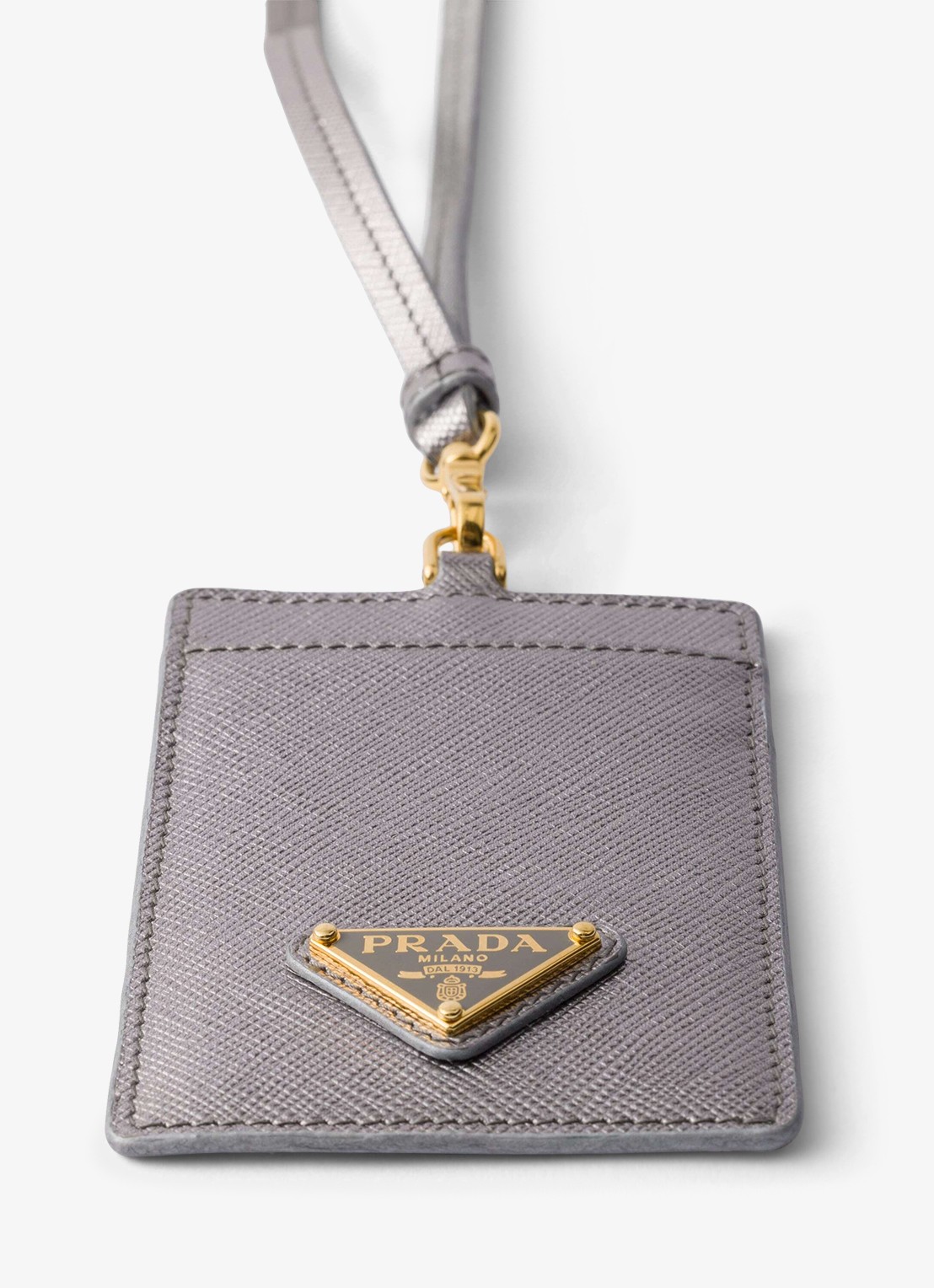 Prada Pasjeshouder van kalfsleer met afneembaar koord - detail zilver