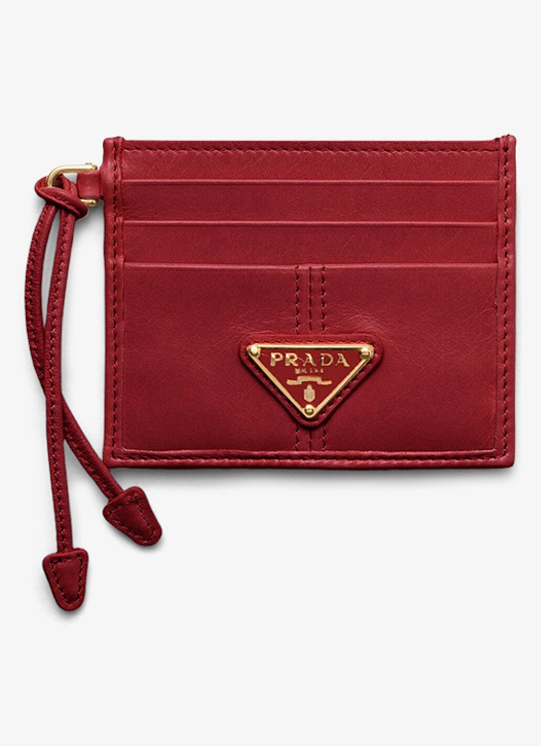 Prada Pasjeshouder van kalfsleer met logo - voorkant rood