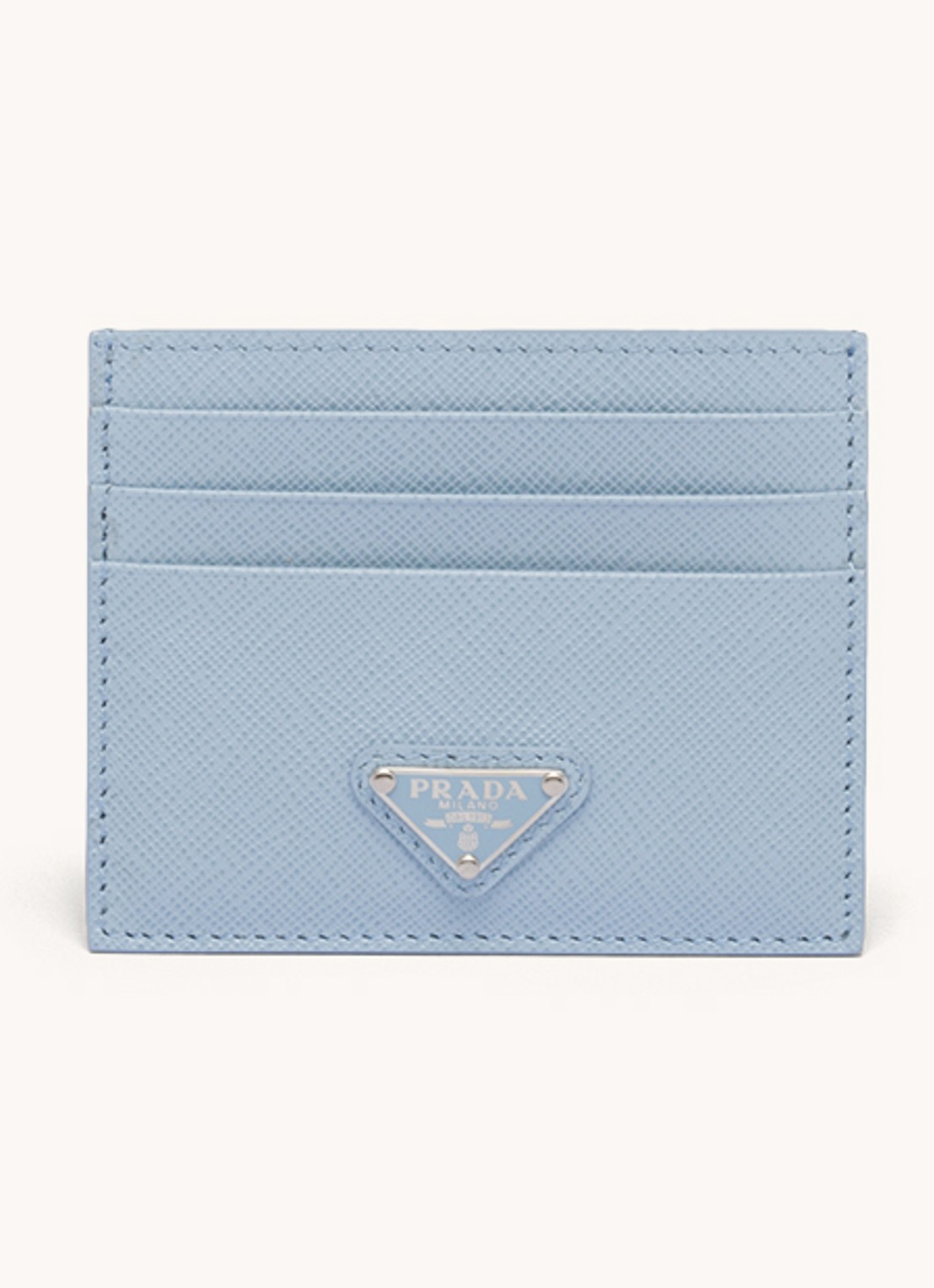 Prada Pasjeshouder van kalfsleer - voorkant lichtblauw