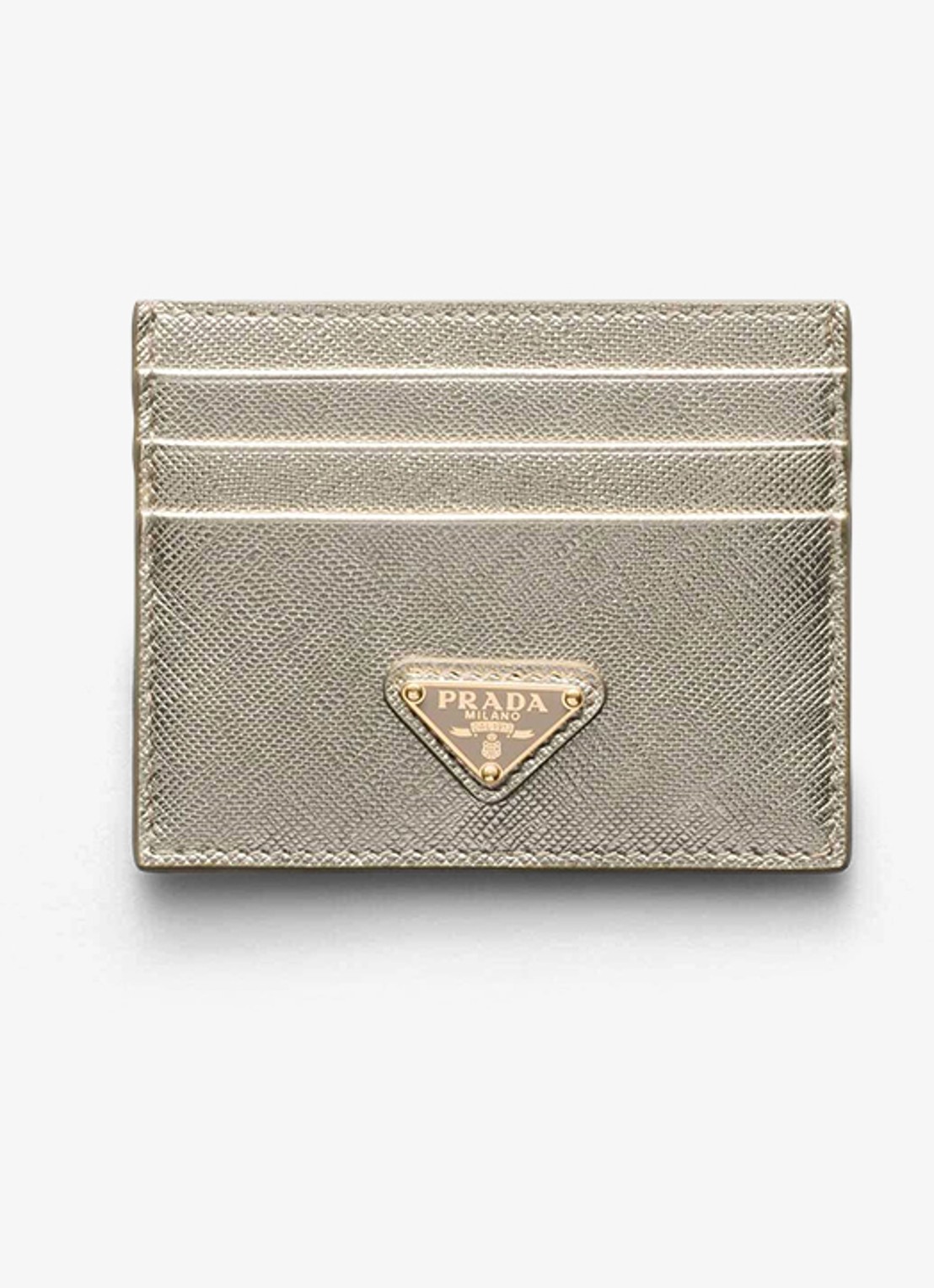 Prada Pasjeshouder van kalfsleer - voorkant goud