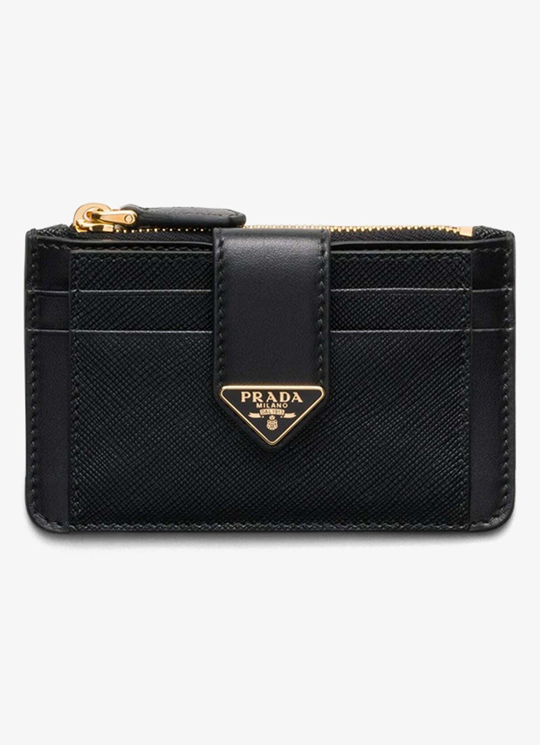 Prada Pasjeshouder van kalfsleer - voorkant zwart