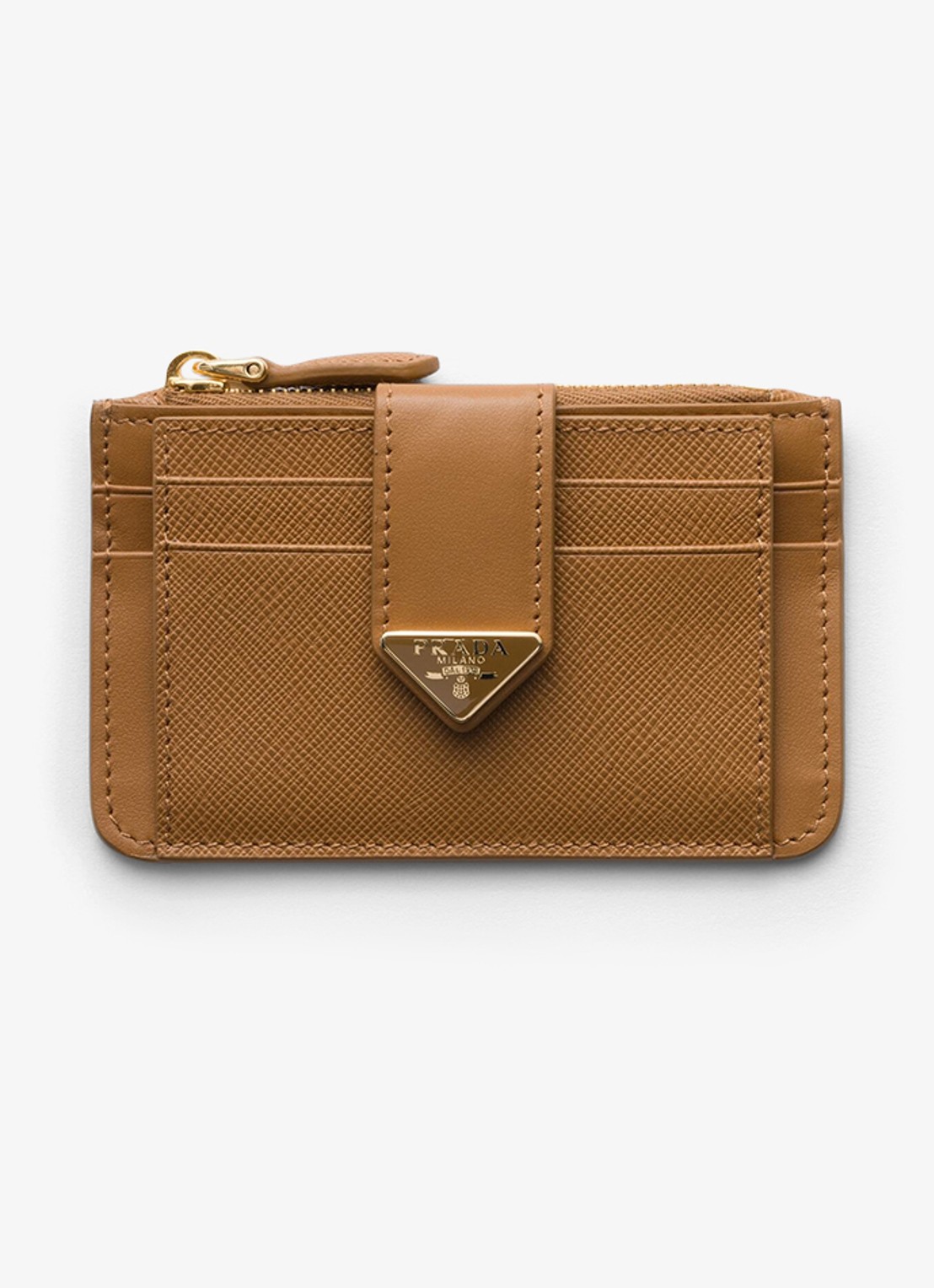 Prada Pasjeshouder van kalfsleer - voorkant cognac