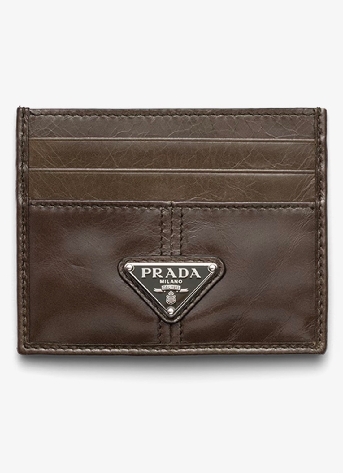 Prada Pasjeshouder van kalfsleer - voorkant bruin