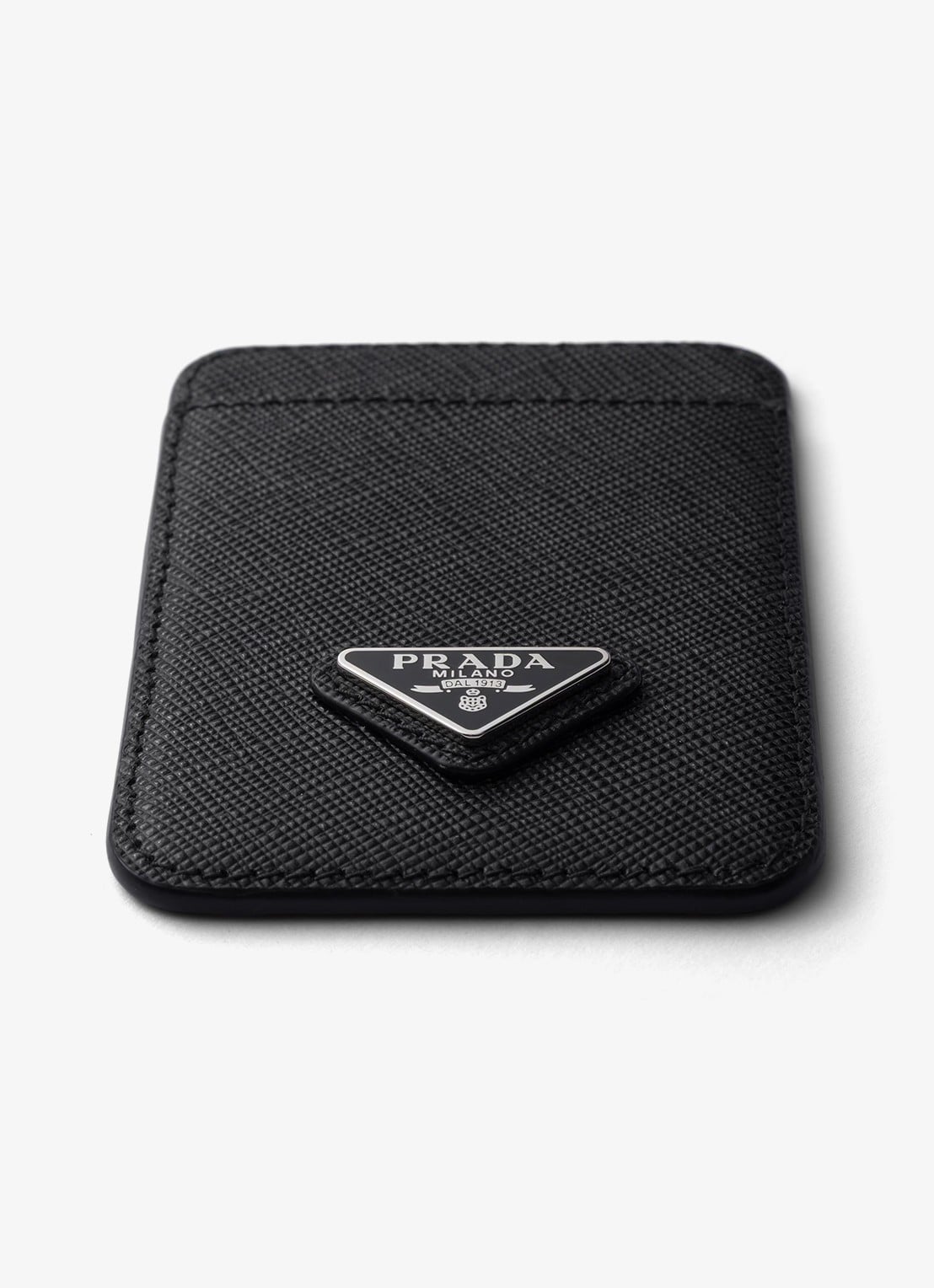 Prada Pasjeshouder van leer met logo voor MagSafe - detail zwart