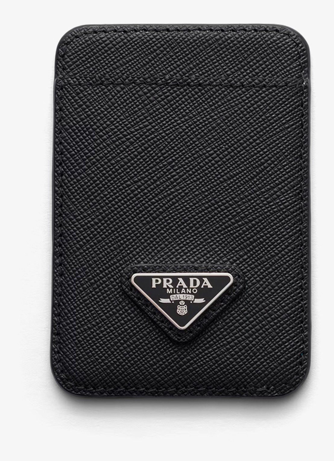 Prada Pasjeshouder van leer met logo voor MagSafe - voorkant 2 zwart