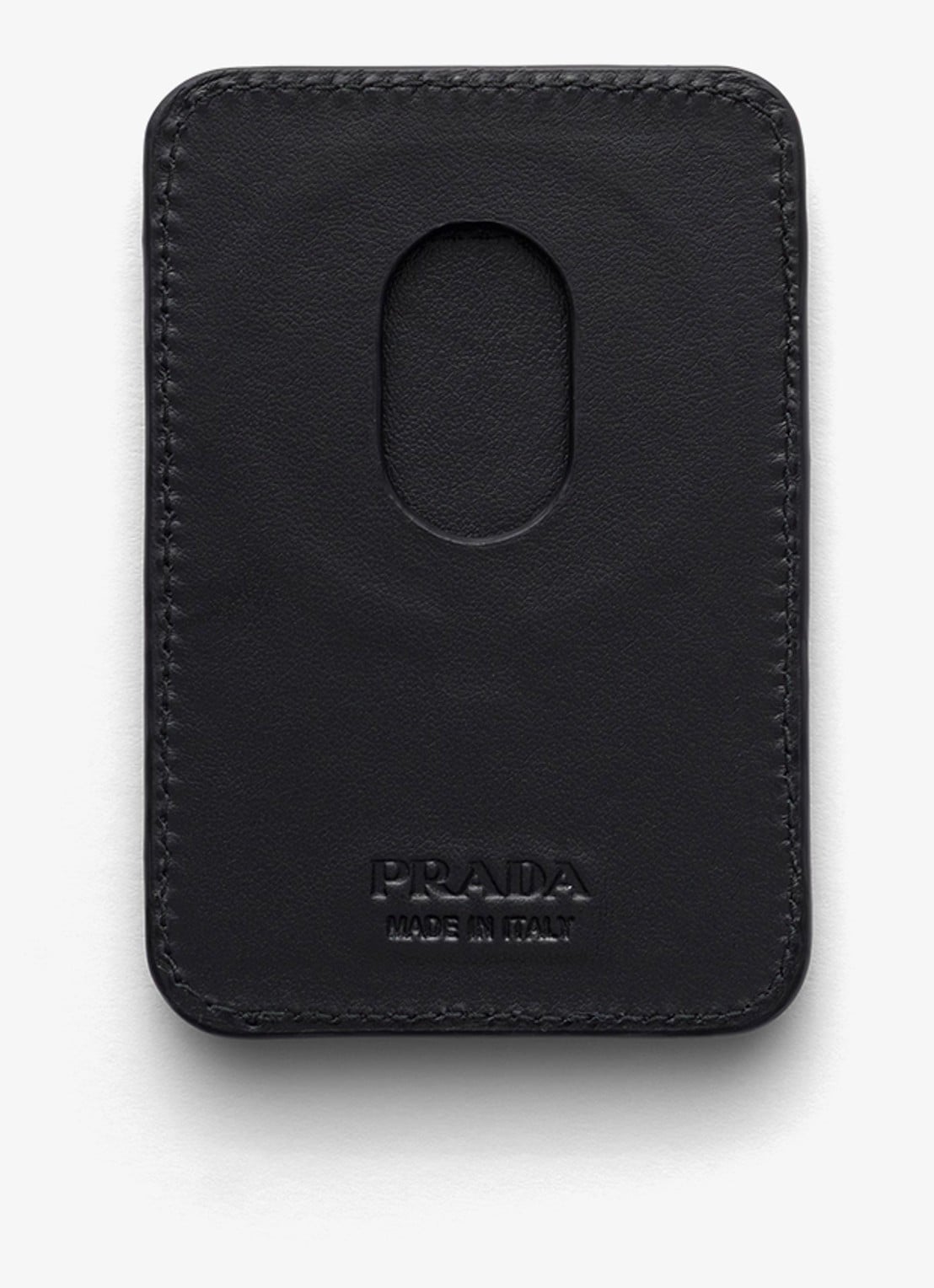 Prada Pasjeshouder van leer met logo voor MagSafe - voorkant 3 zwart