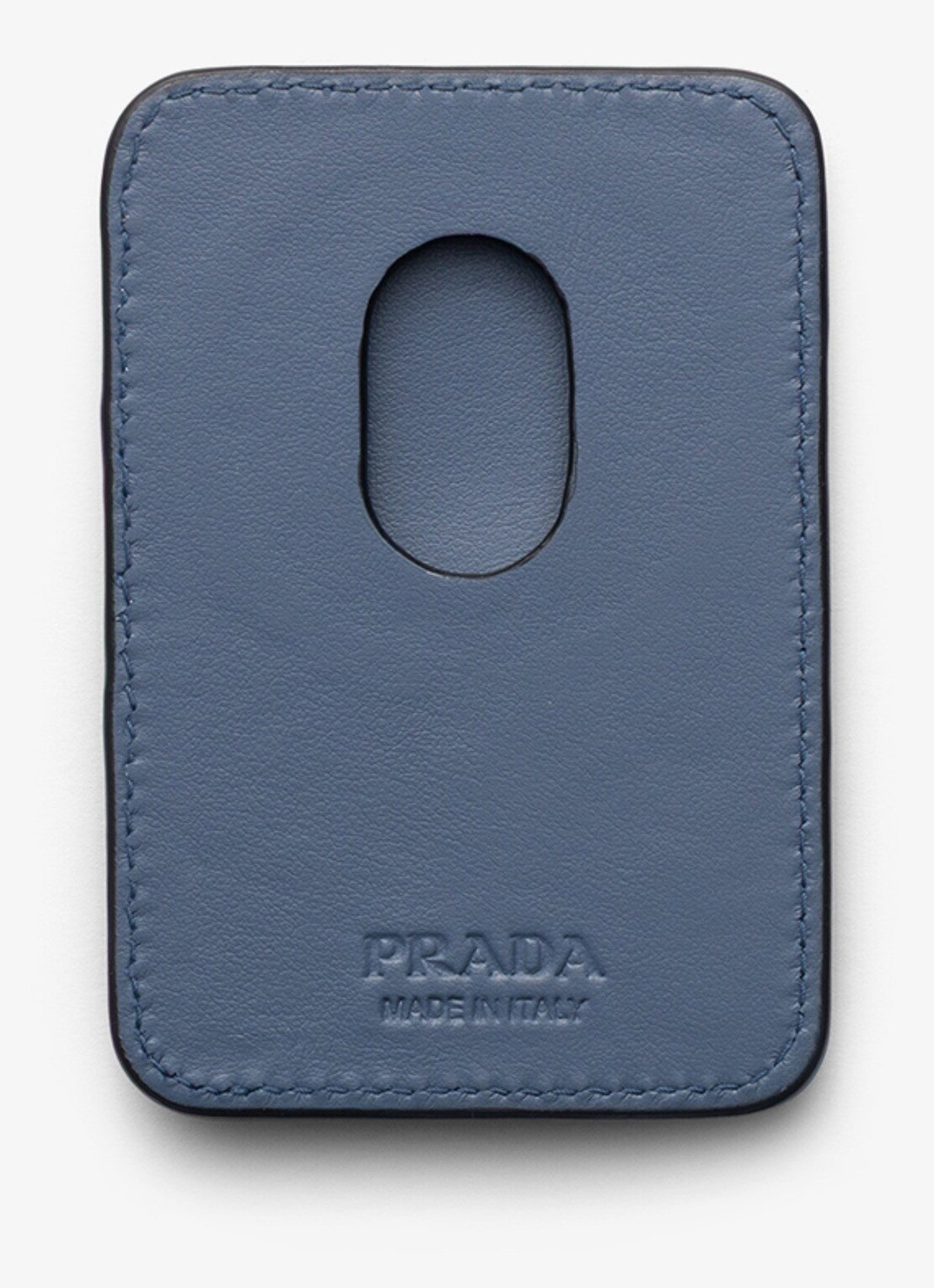 Prada Pasjeshouder van leer met logo voor MagSafe - voorkant 2 blauw