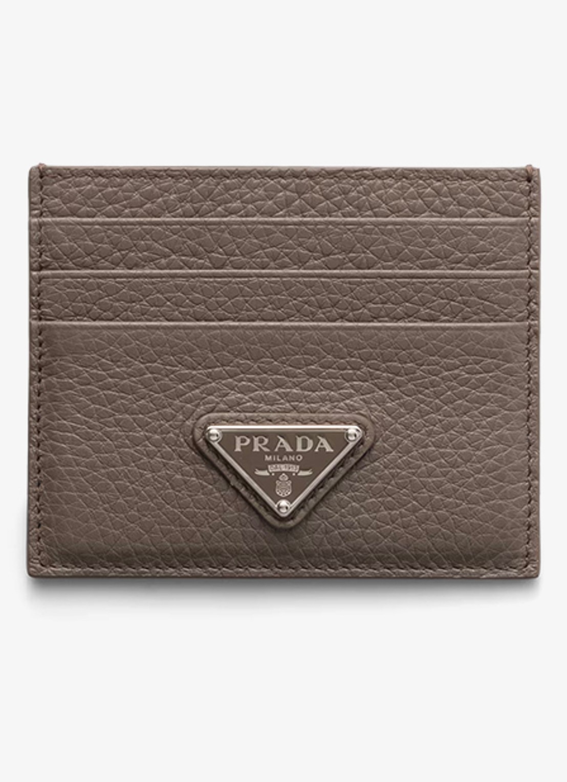 Prada Pasjeshouder van leer met logo - voorkant taupe