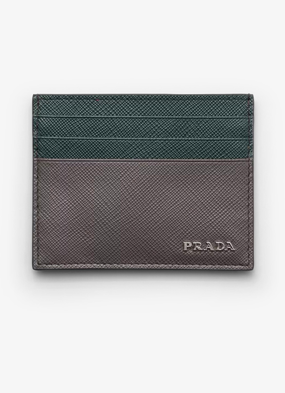 Prada Pasjeshouder van leer met logo - voorkant 2 grijs