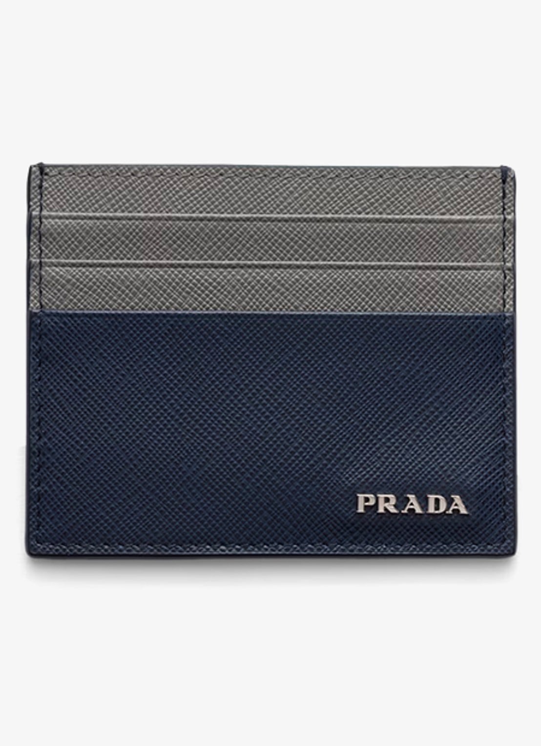 Prada Pasjeshouder van leer met logo - voorkant 2 donkerblauw