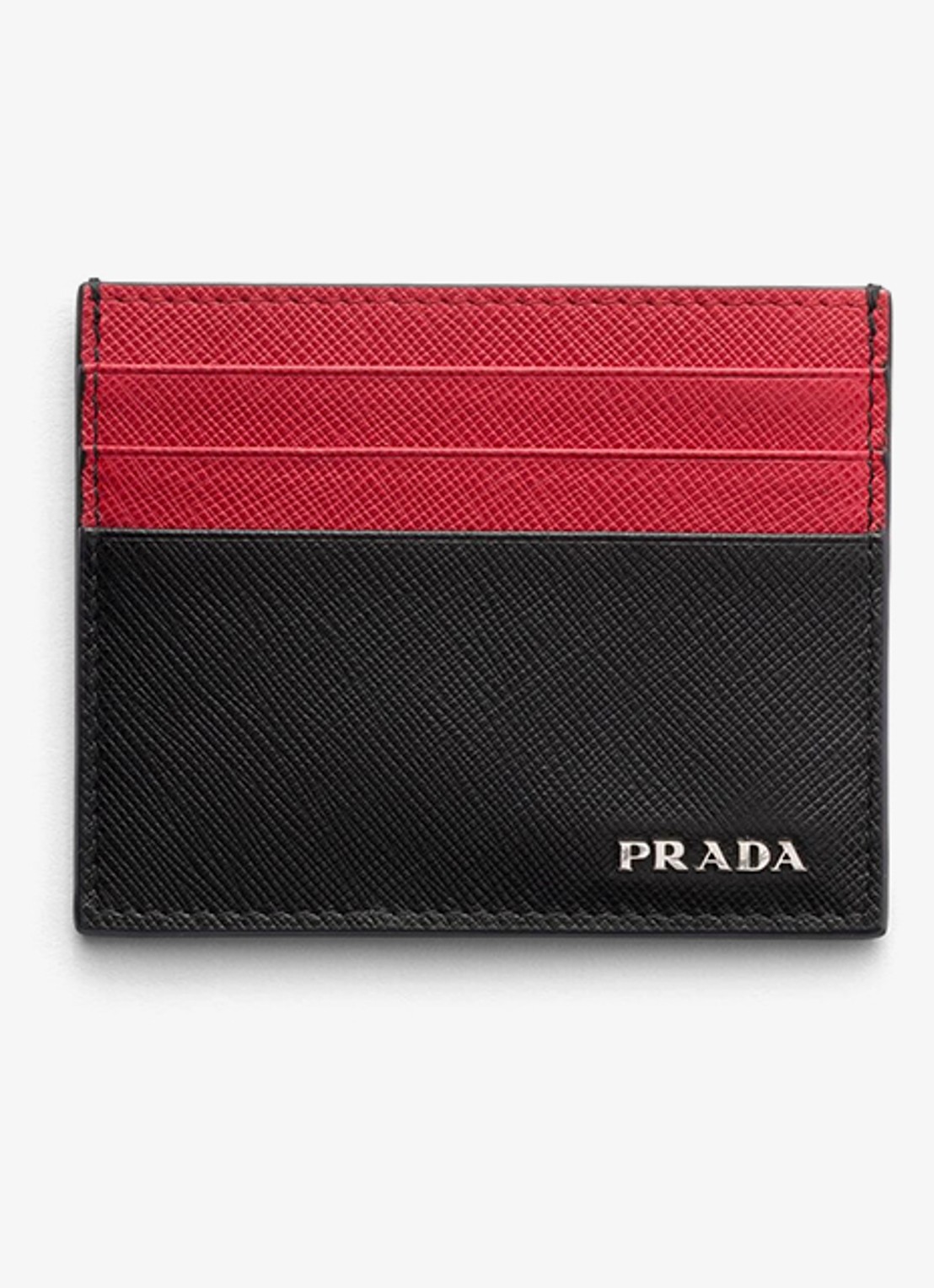 Prada Pasjeshouder van leer met logo - voorkant 5 zwart