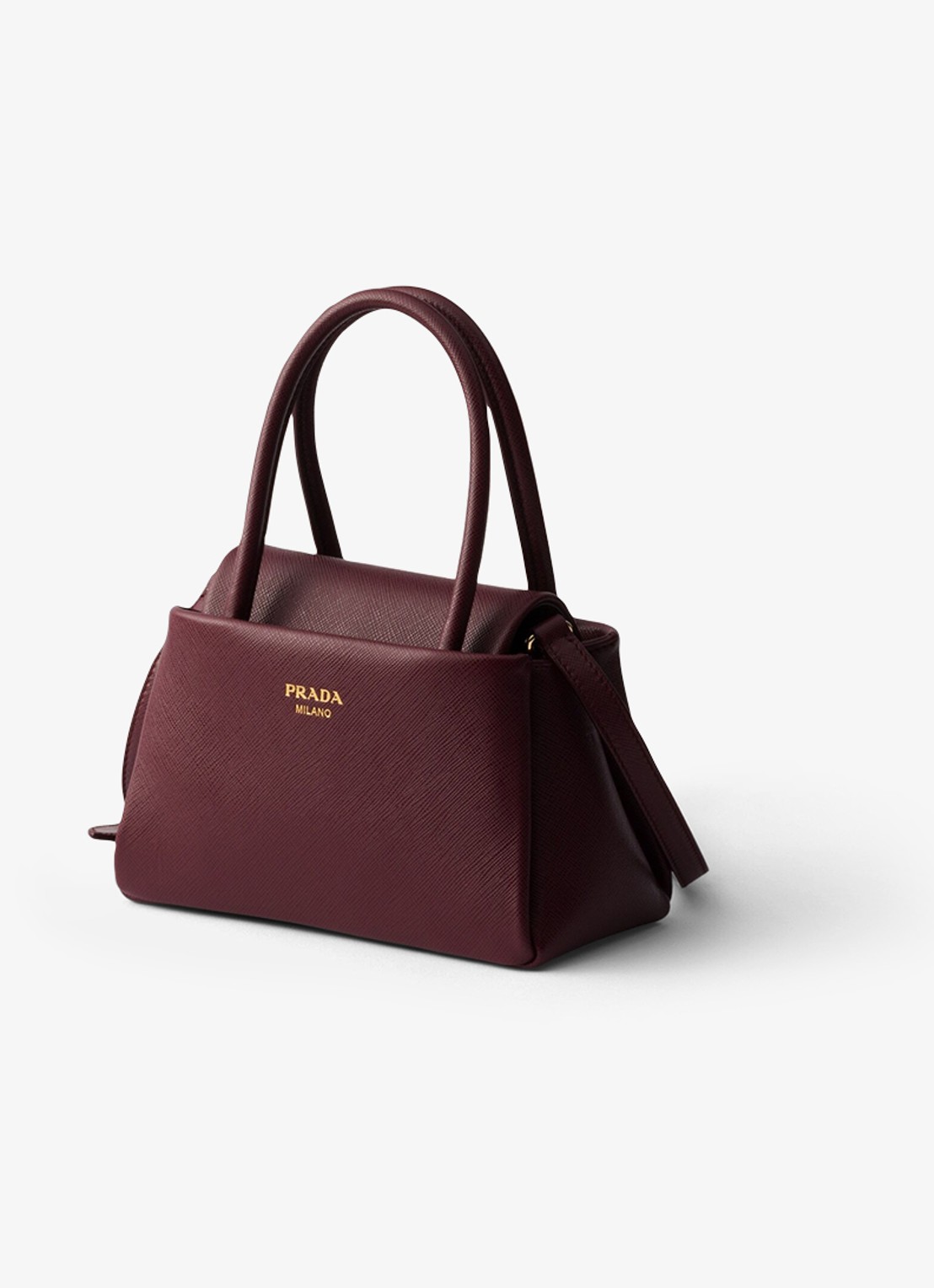 Prada Passage Saffiano Mini handtas van leer - voorkant 5 bordeauxrood
