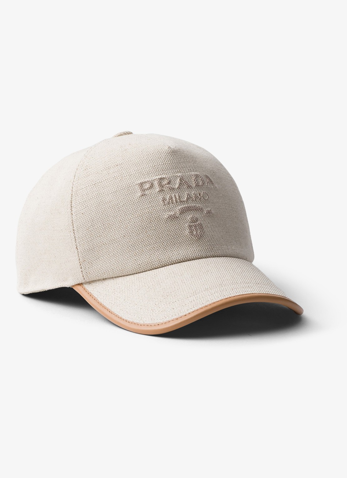 Prada Pet met logo en leren details - voorkant gebroken wit