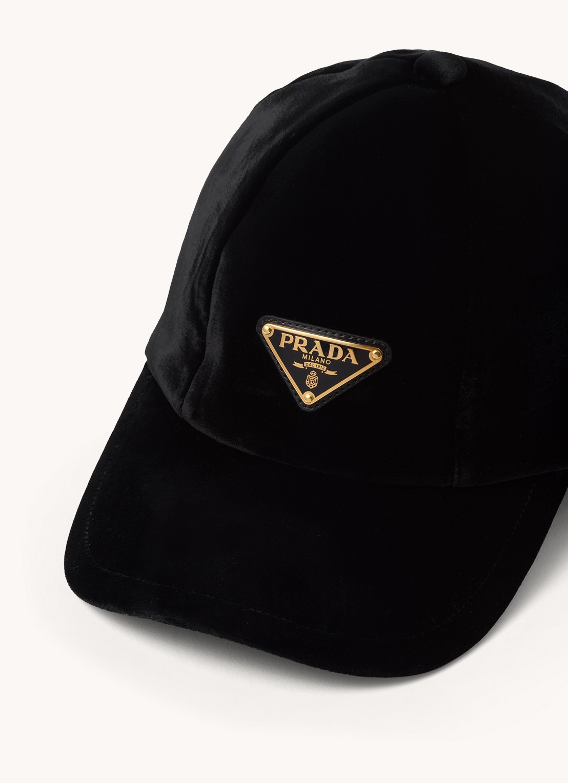 Prada Pet van fluweel met logo - detail zwart