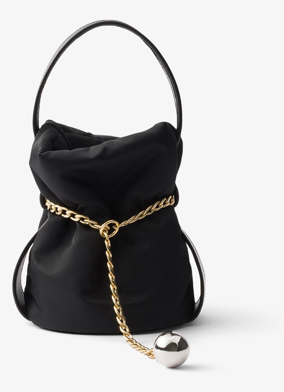 Prada Petit Sac Noir Re-Nylon Mini handtas met leren details - achterkant zwart