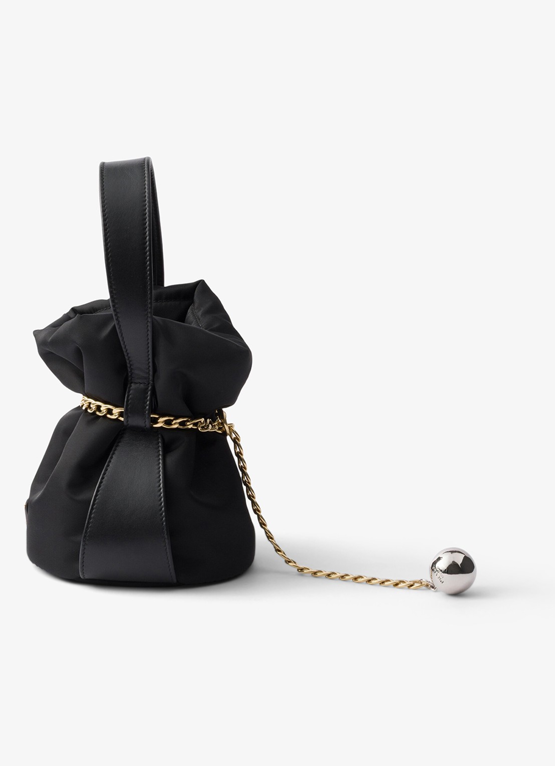 Prada Petit Sac Noir Re-Nylon Mini handtas met leren details - detail 6 zwart