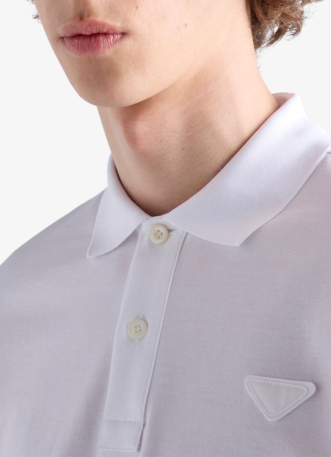 Prada Polo van piqué katoen  - detail 9 wit
