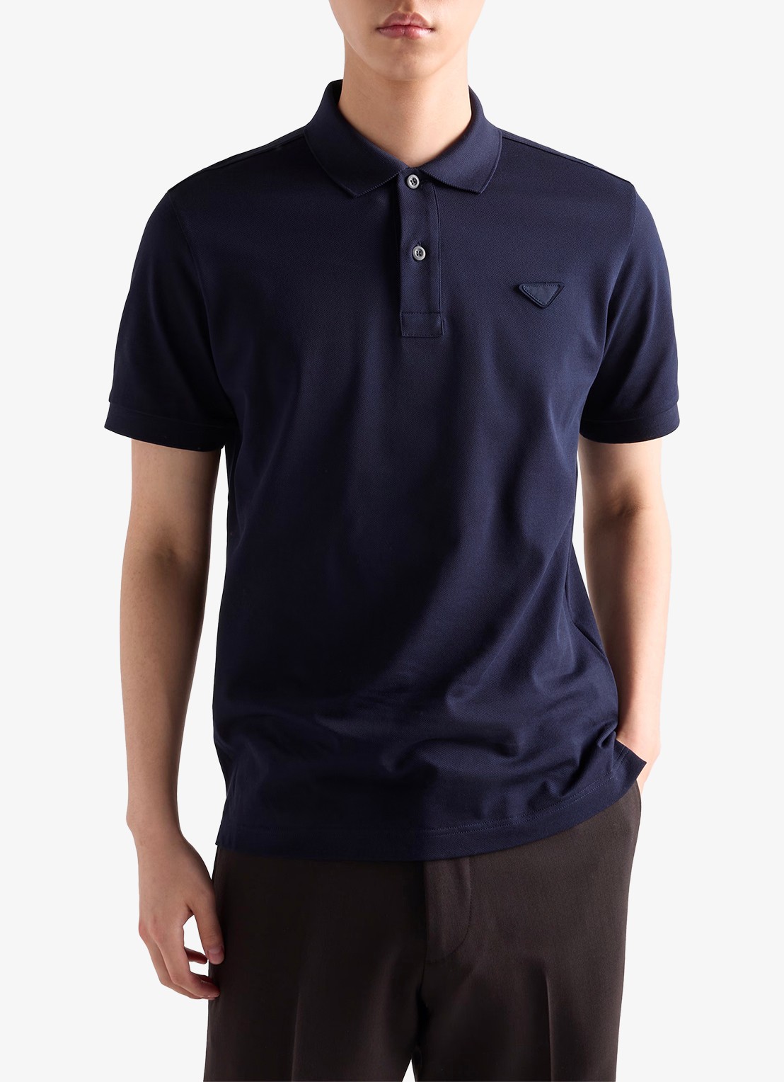 Prada Polo van piqué katoen  - detail donkerblauw