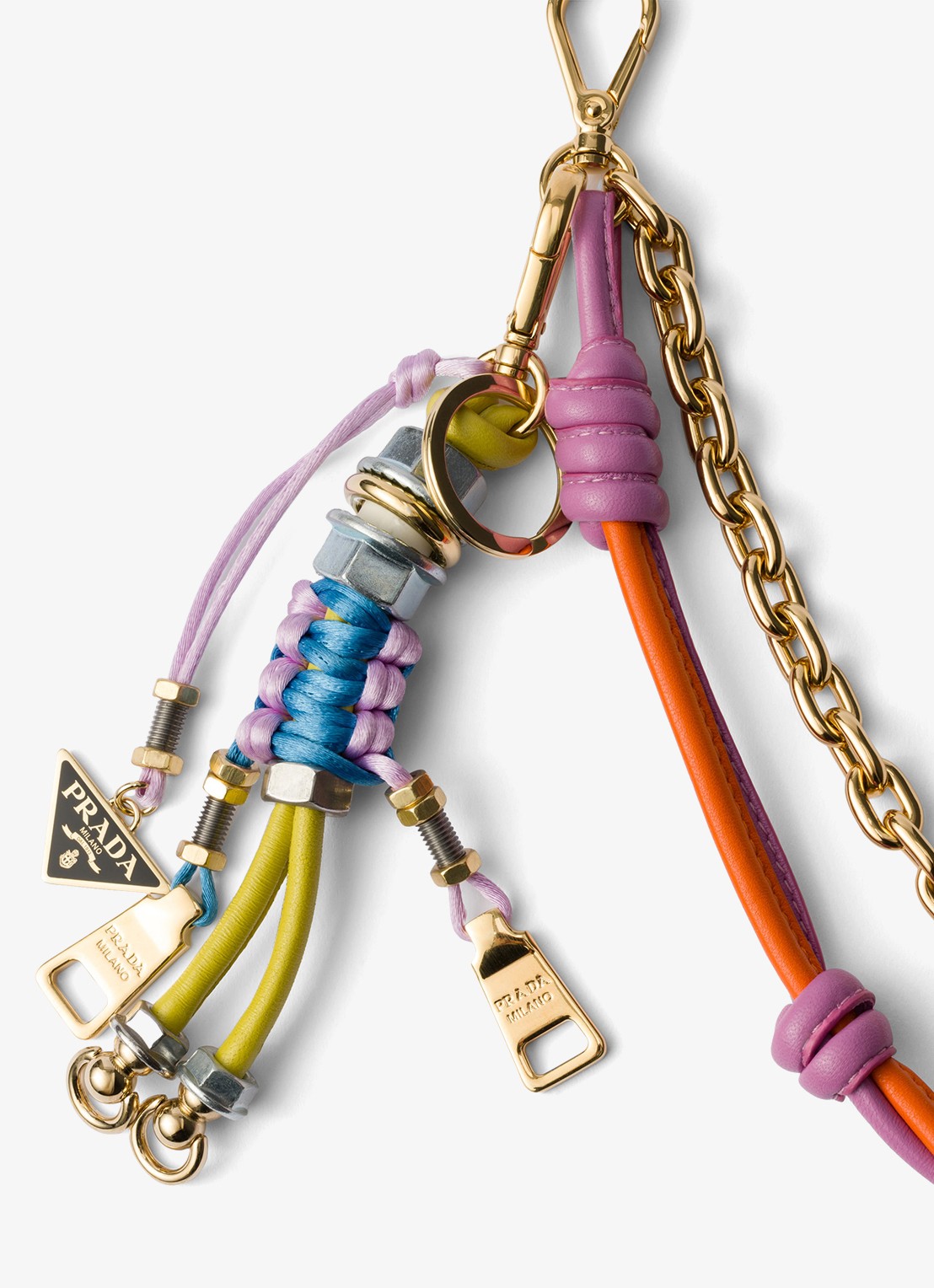 Prada Pop Strings tasbedel met leren details - detail oranje