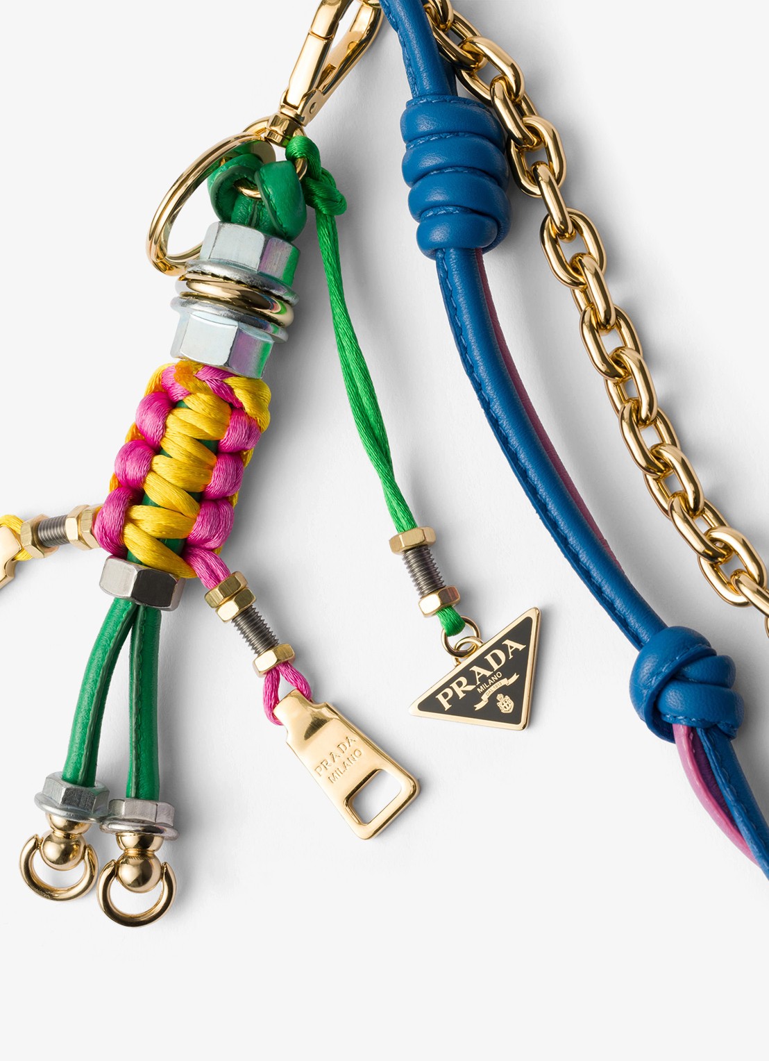 Prada Pop Strings tasbedel met leren details - detail blauw