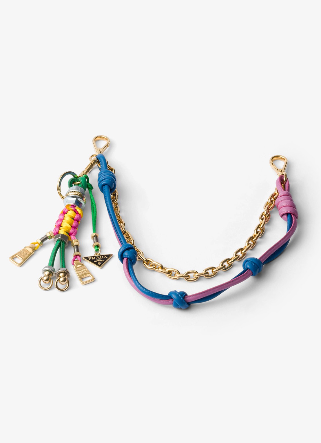 Prada Pop Strings tasbedel met leren details - voorkant 2 blauw