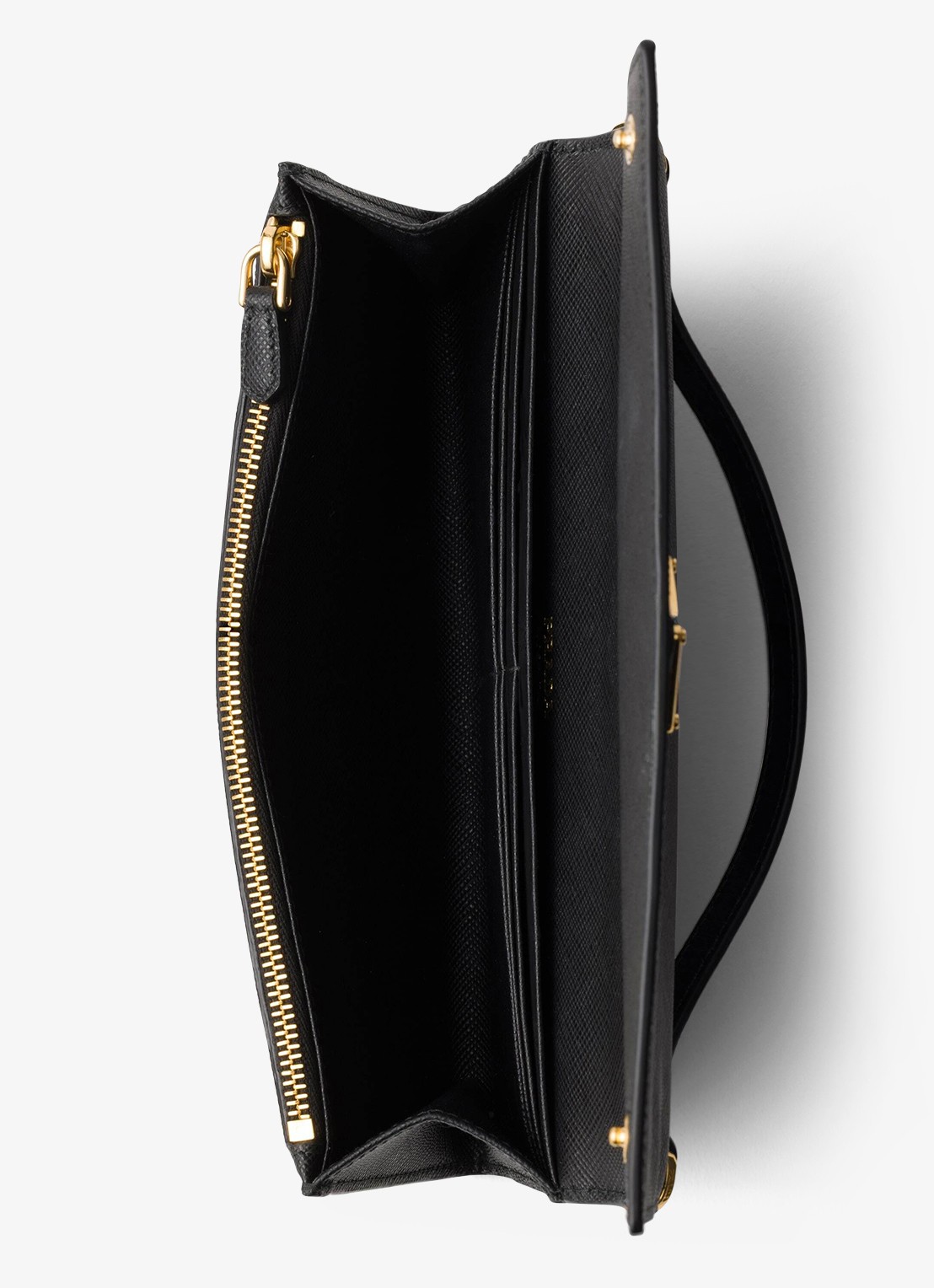 Prada Portemonnee van kalfsleer met afneembare schouderriem - detail zwart