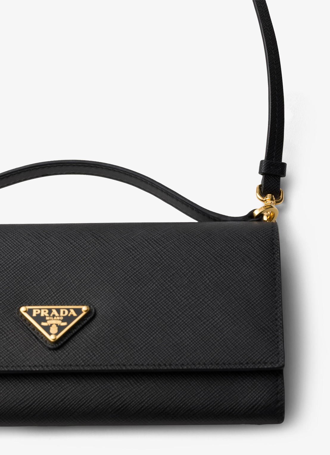 Prada Portemonnee van kalfsleer met afneembare schouderriem - detail 2 zwart