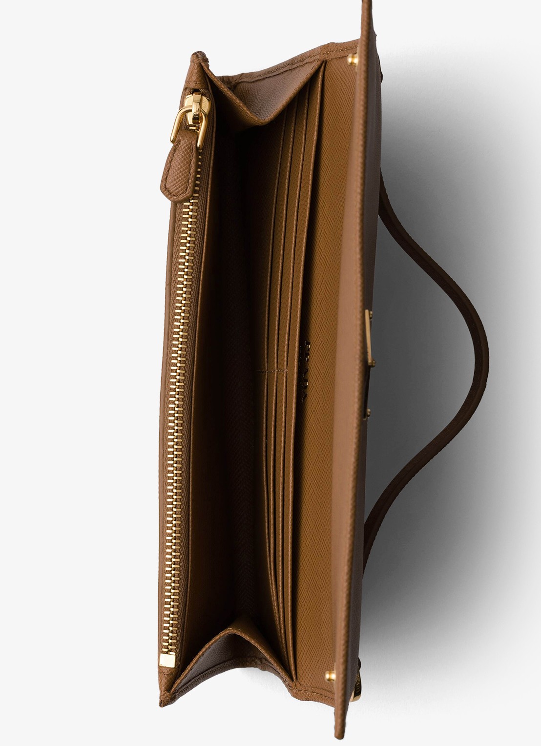 Prada Portemonnee van kalfsleer met afneembare schouderriem - detail 3 camel