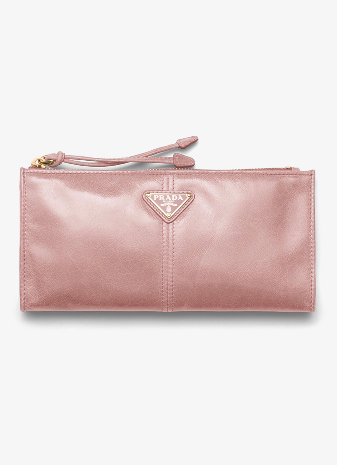 Prada Portemonnee van kalfsleer met logo - voorkant 3 oudroze