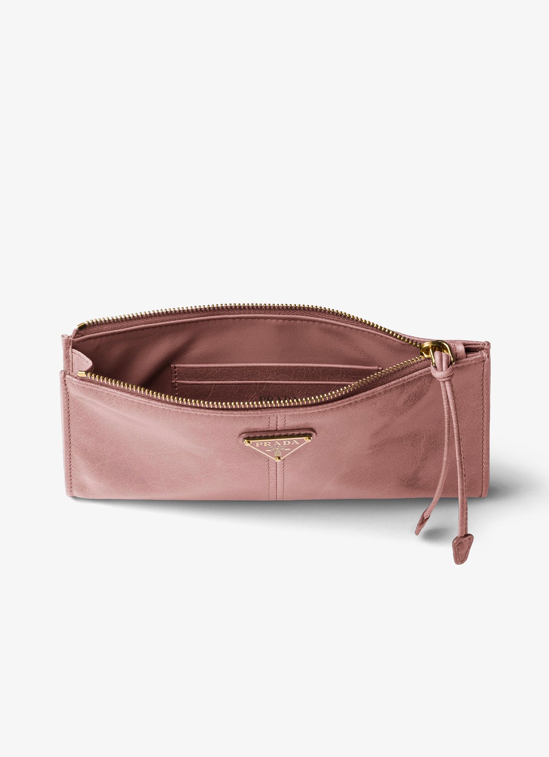 Prada Portemonnee van kalfsleer met logo - voorkant 4 oudroze