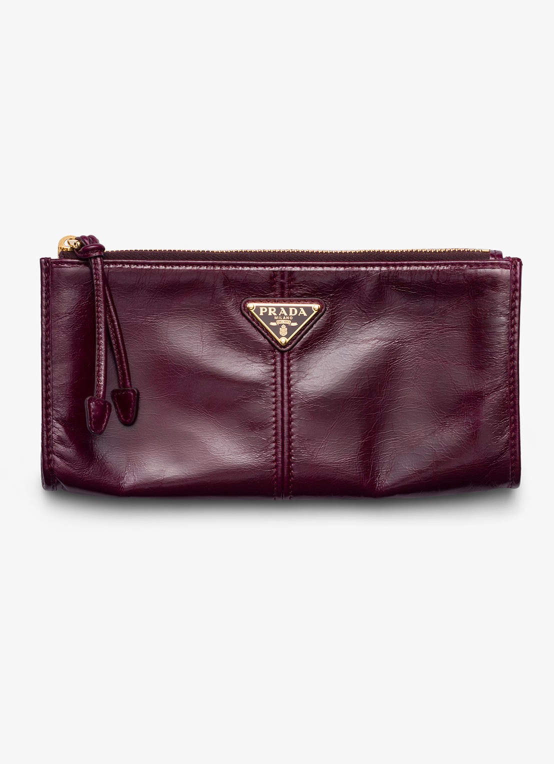 Prada Portemonnee van kalfsleer met logo - voorkant 4 bordeauxrood