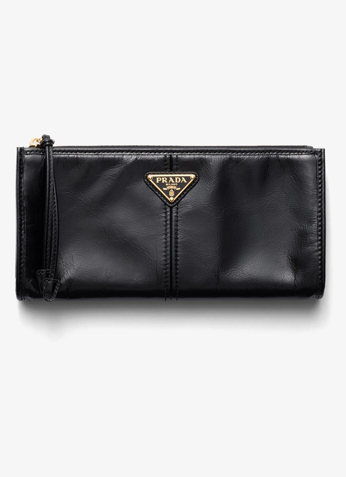 Prada Portemonnee van kalfsleer met logo - voorkant 2 zwart